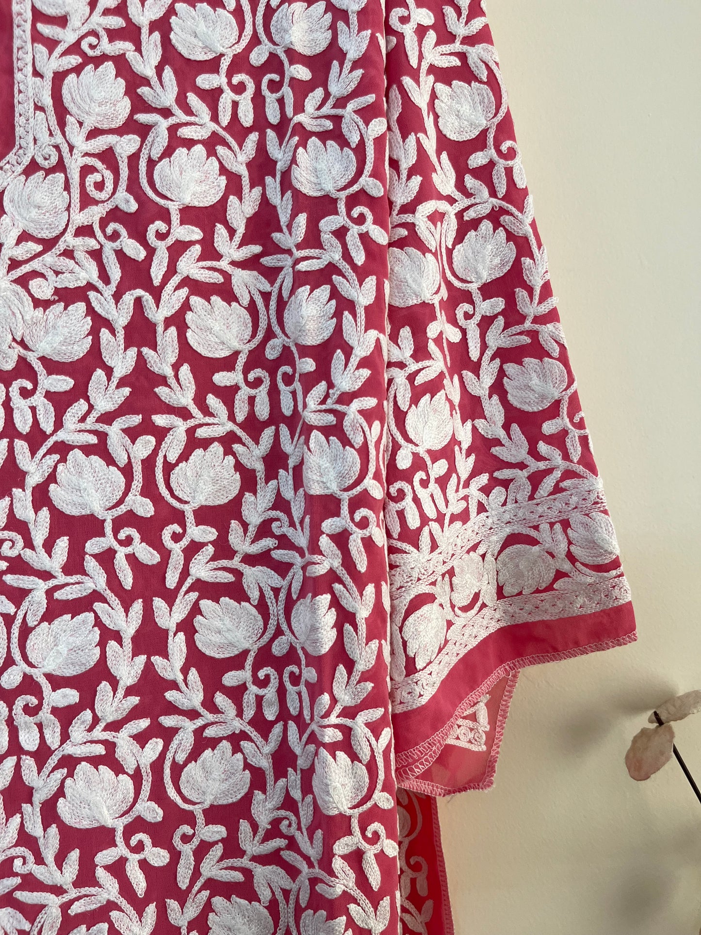 Georgette Front Back Jaal Kashmiri Semi Stitched Kurta