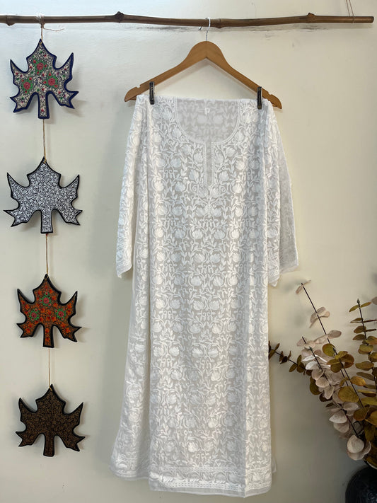 Georgette Front Back Jaal Kashmiri Semi Stitched Kurta