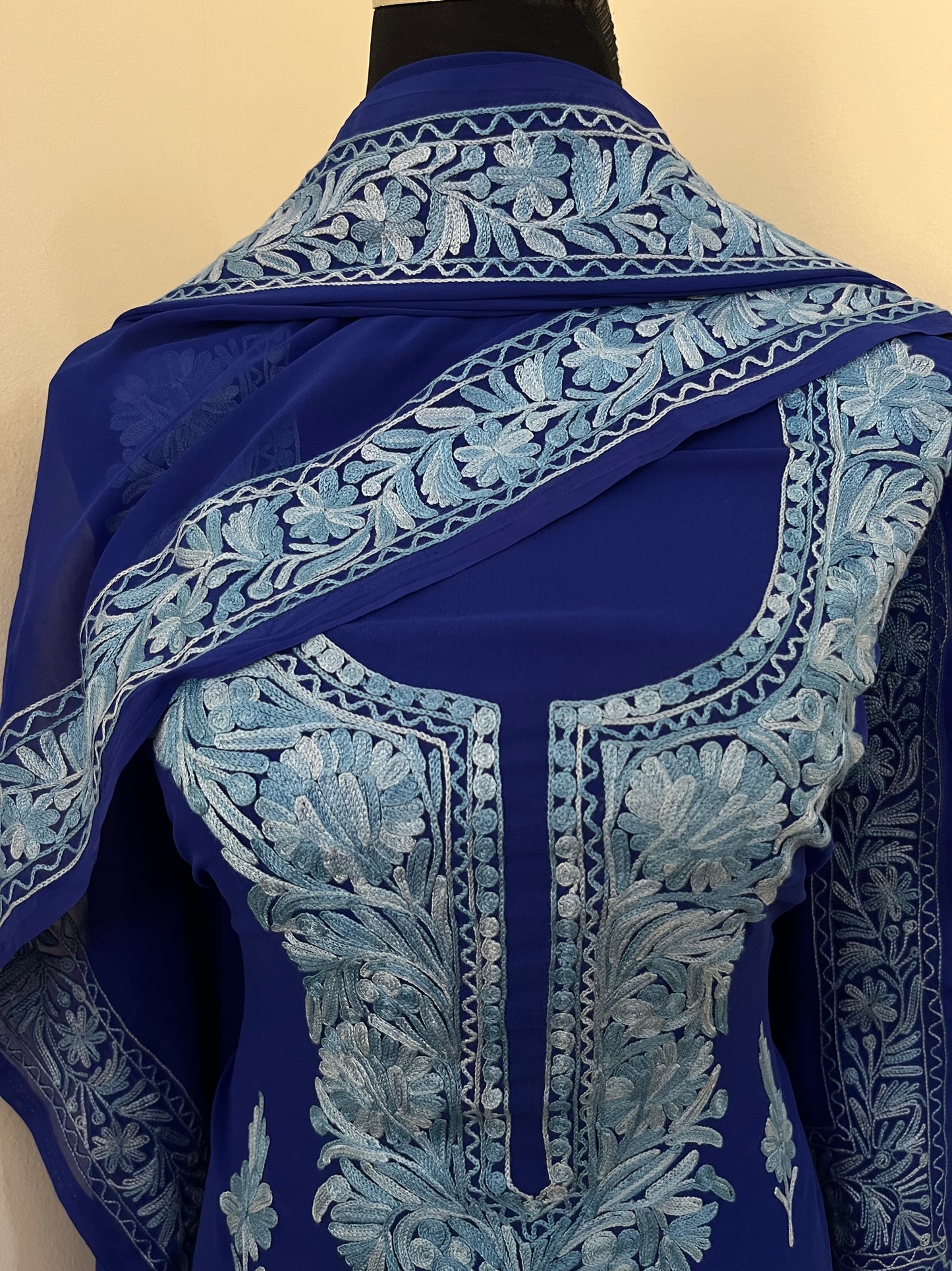 Electric Blue Georgette Kashmiri Suit