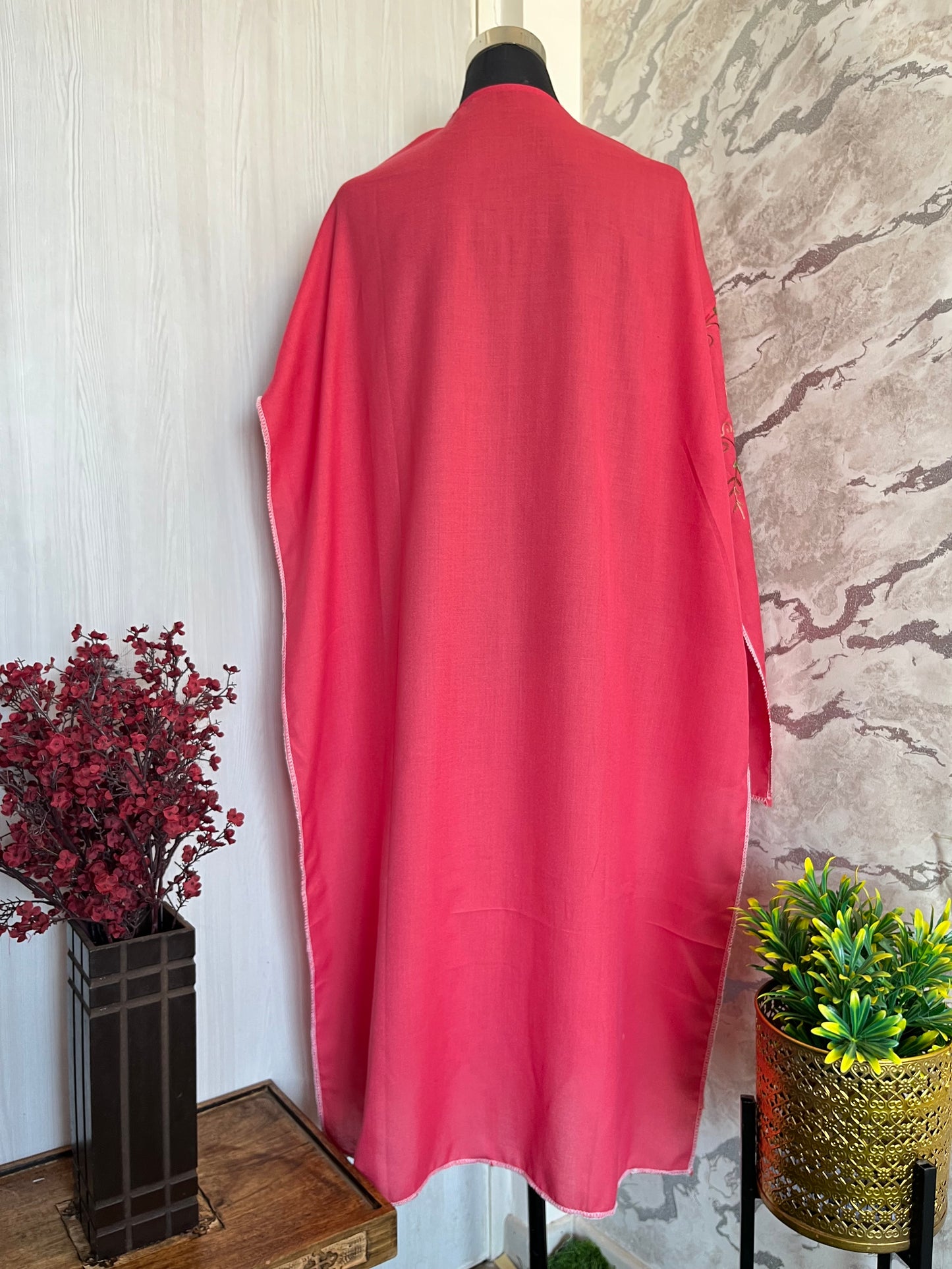 ‘Bageecha’ Pink Cotton Semi Stitched Cream Aari Work Kurti