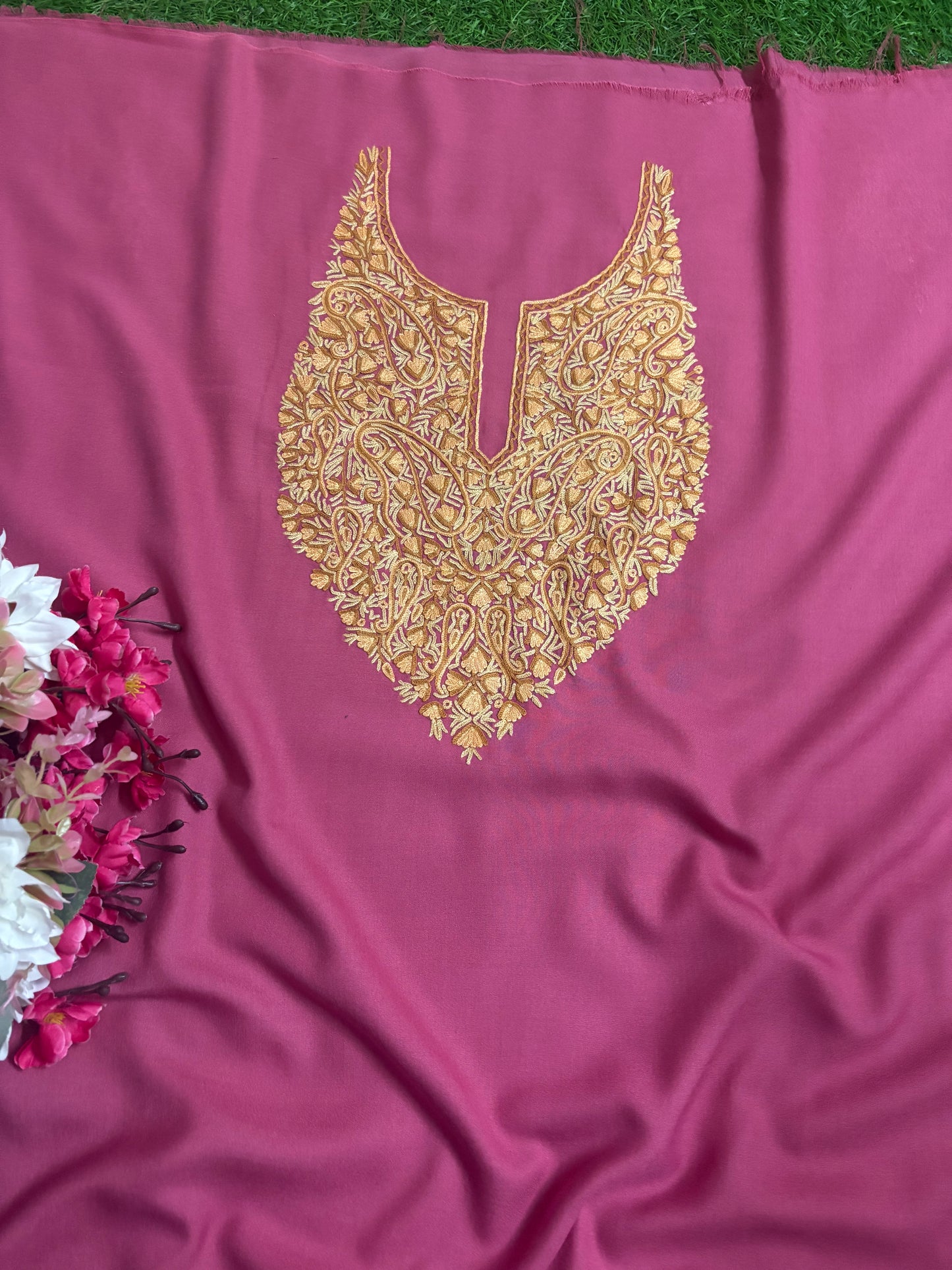 Pink Cotton Cord Set (Hand Embroidered)