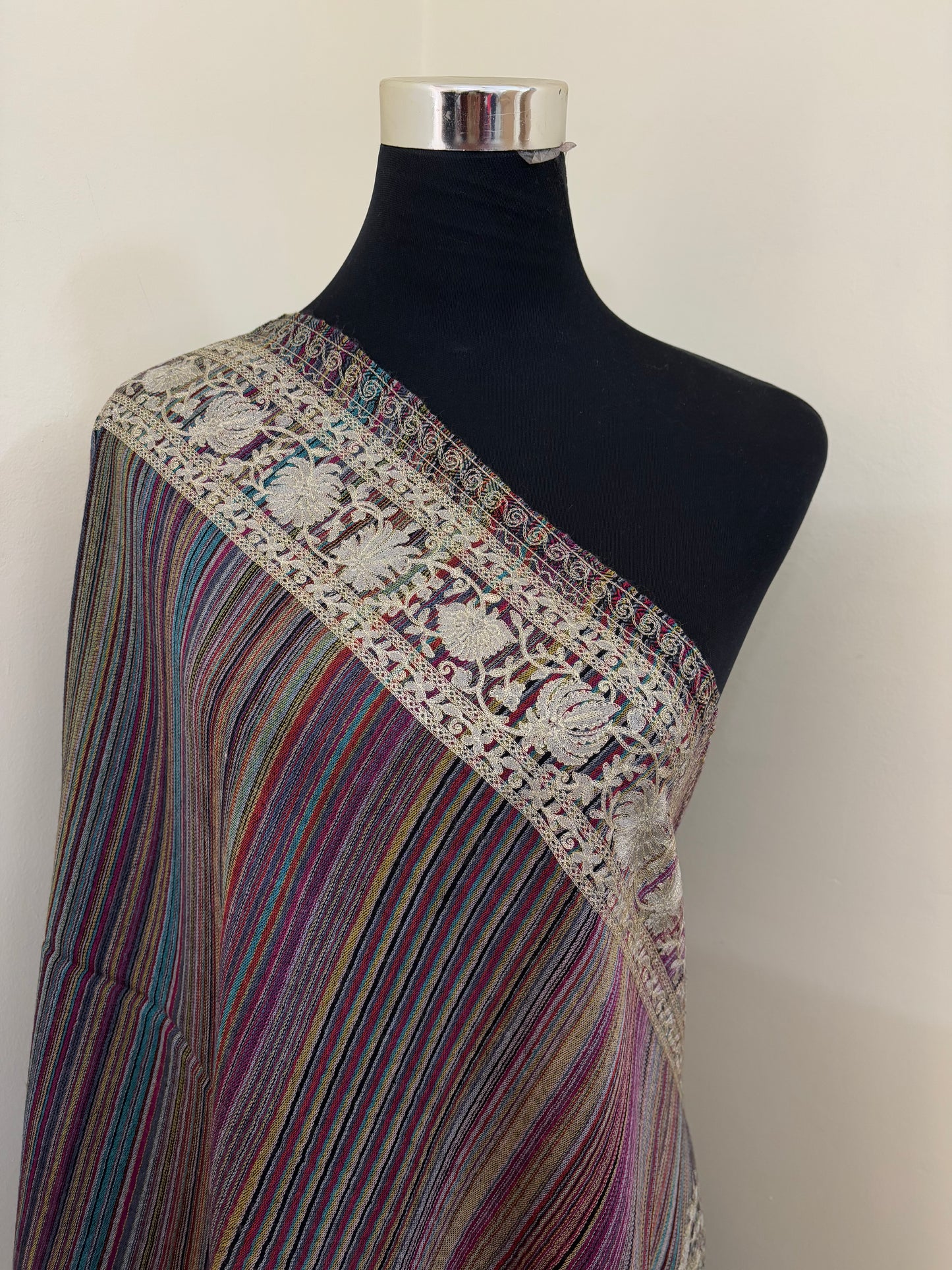 Black Stripes Kashmiri Stole