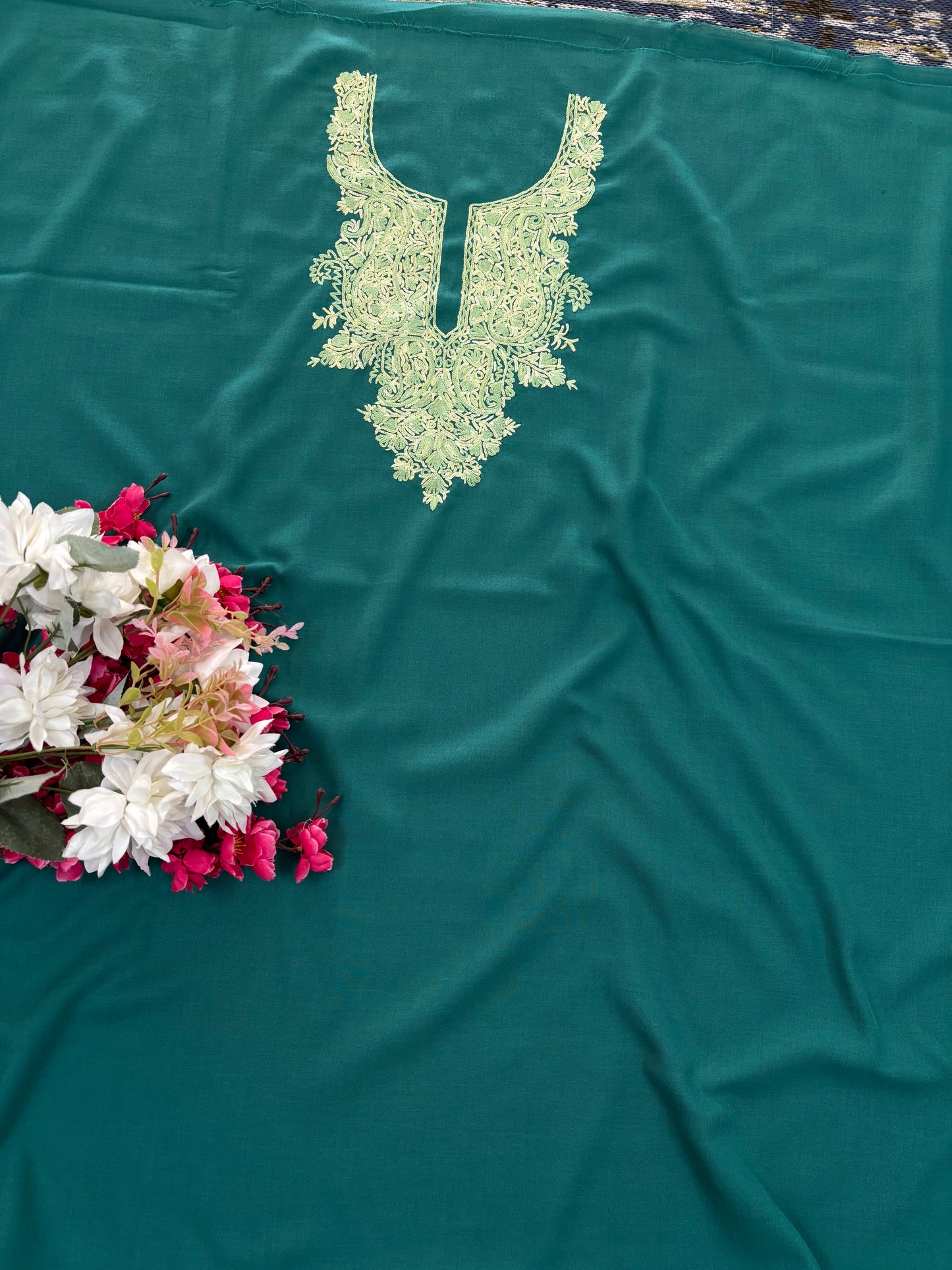 Green Cotton Cord Set (Hand Embroidered)