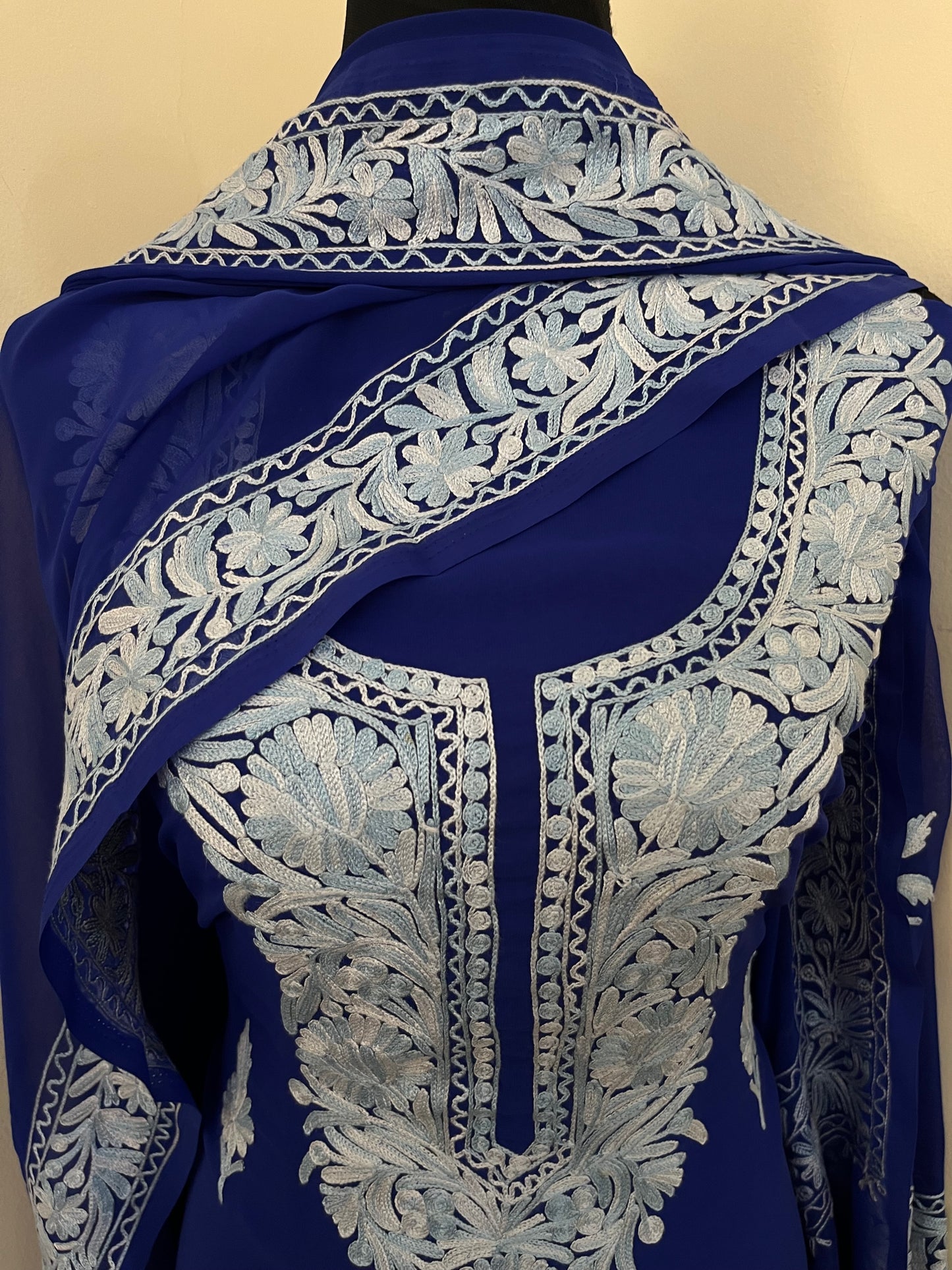 Electric Blue Georgette Kashmiri Suit