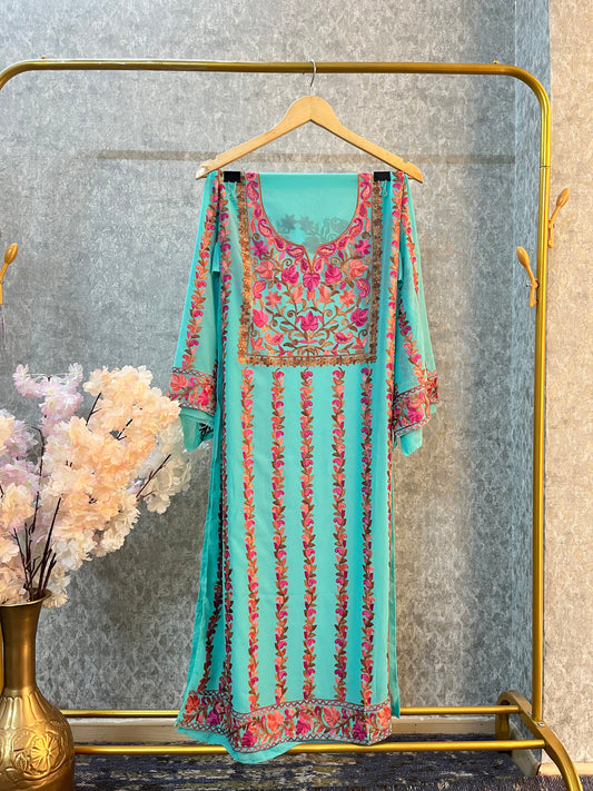 Blue Georgette All over Work Kurta Material