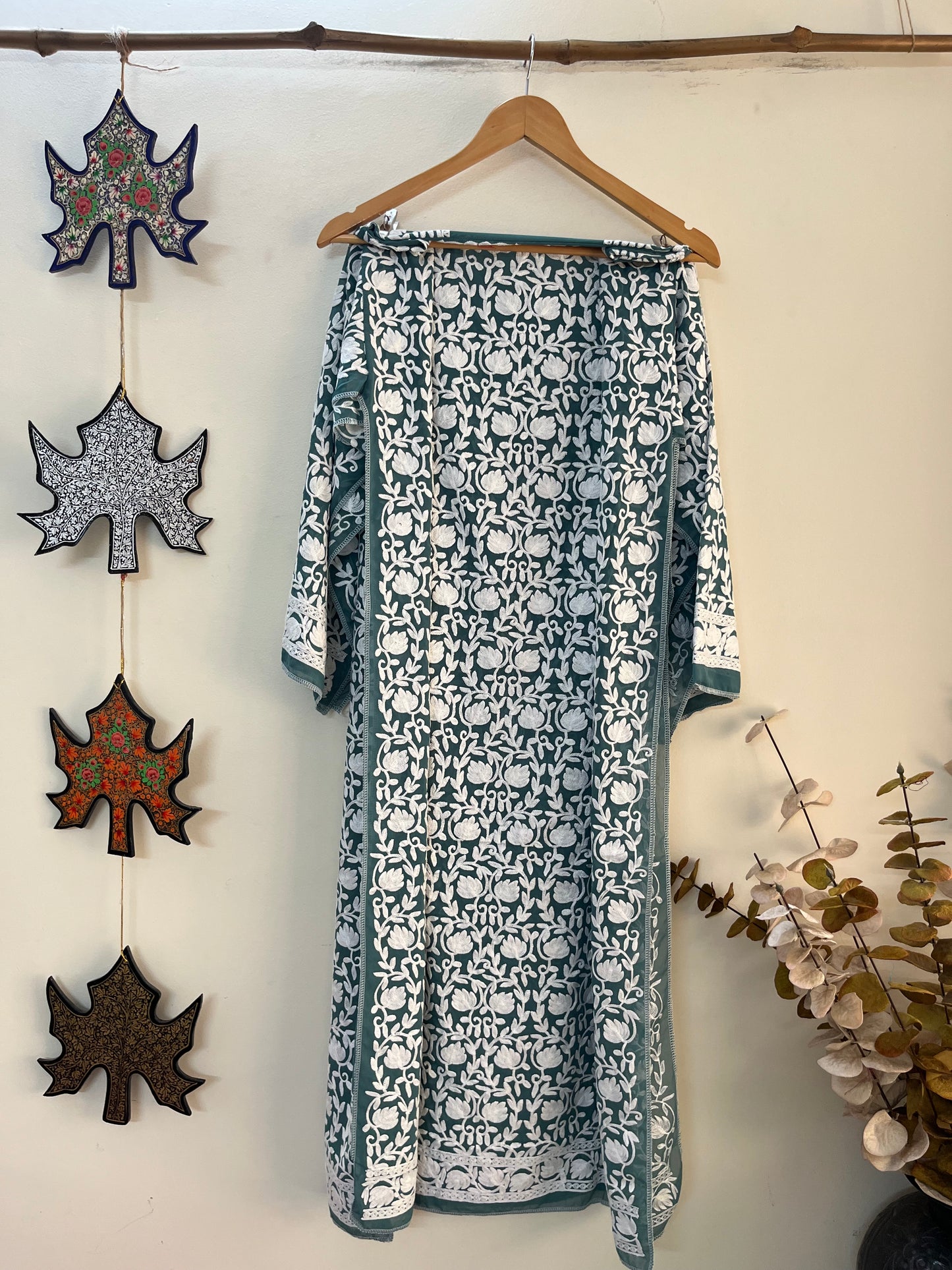 Georgette Front Back Jaal Kashmiri Semi Stitched Kurta