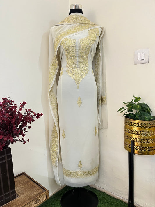 Off white Georgette Kashmiri Suit