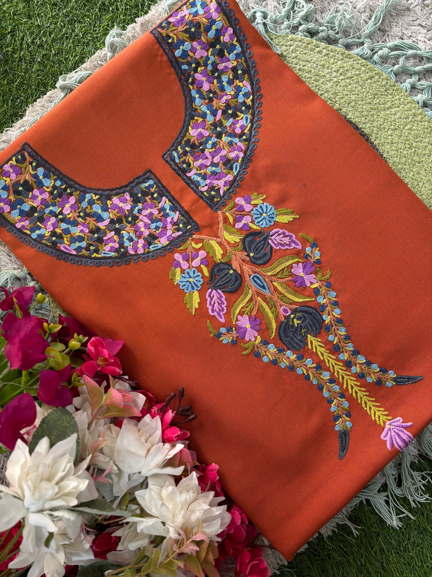 Orange Cotton Cord Set (Hand Embroidered)