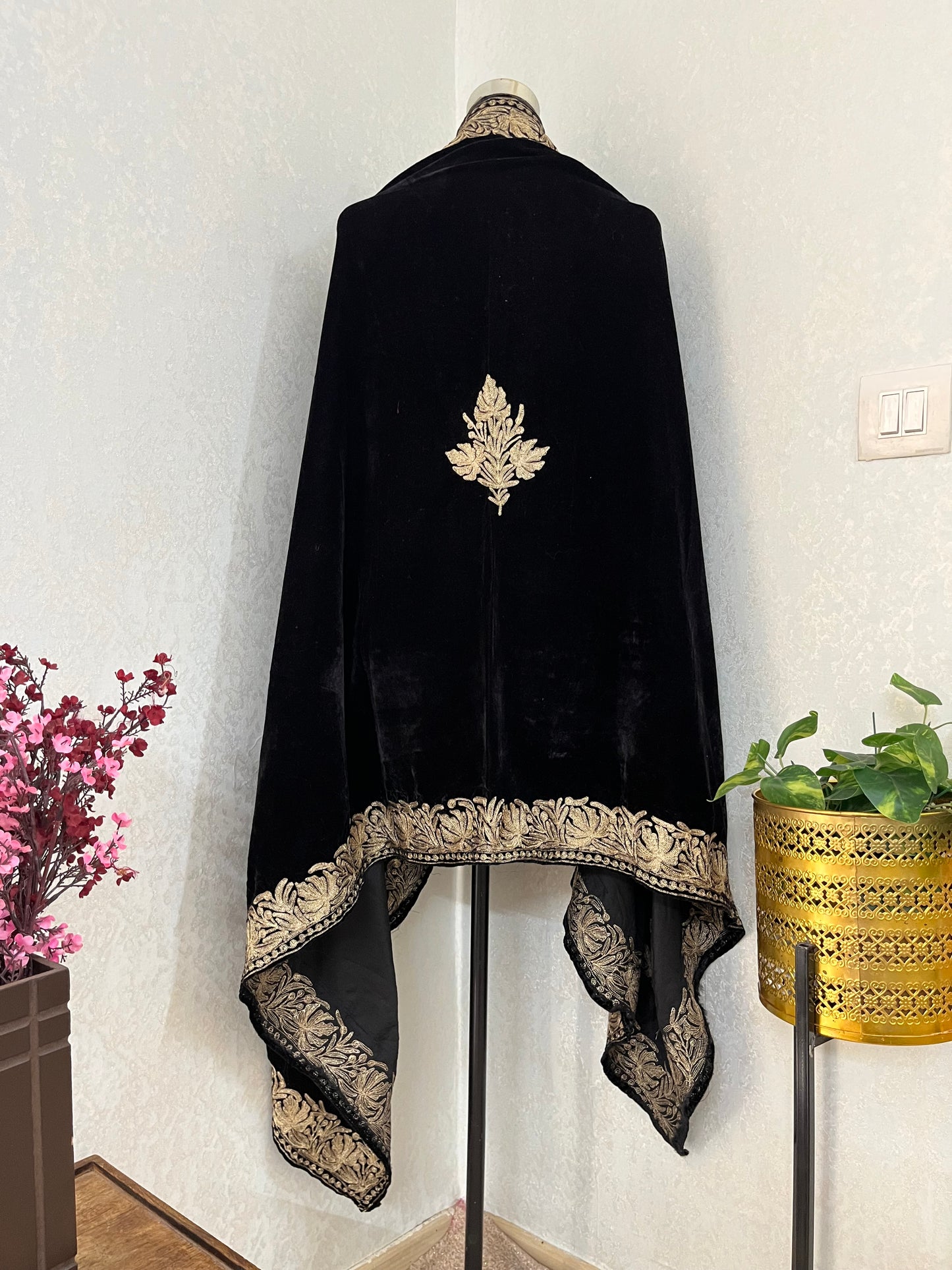 Black Tilla Embroidered Velvet Cape