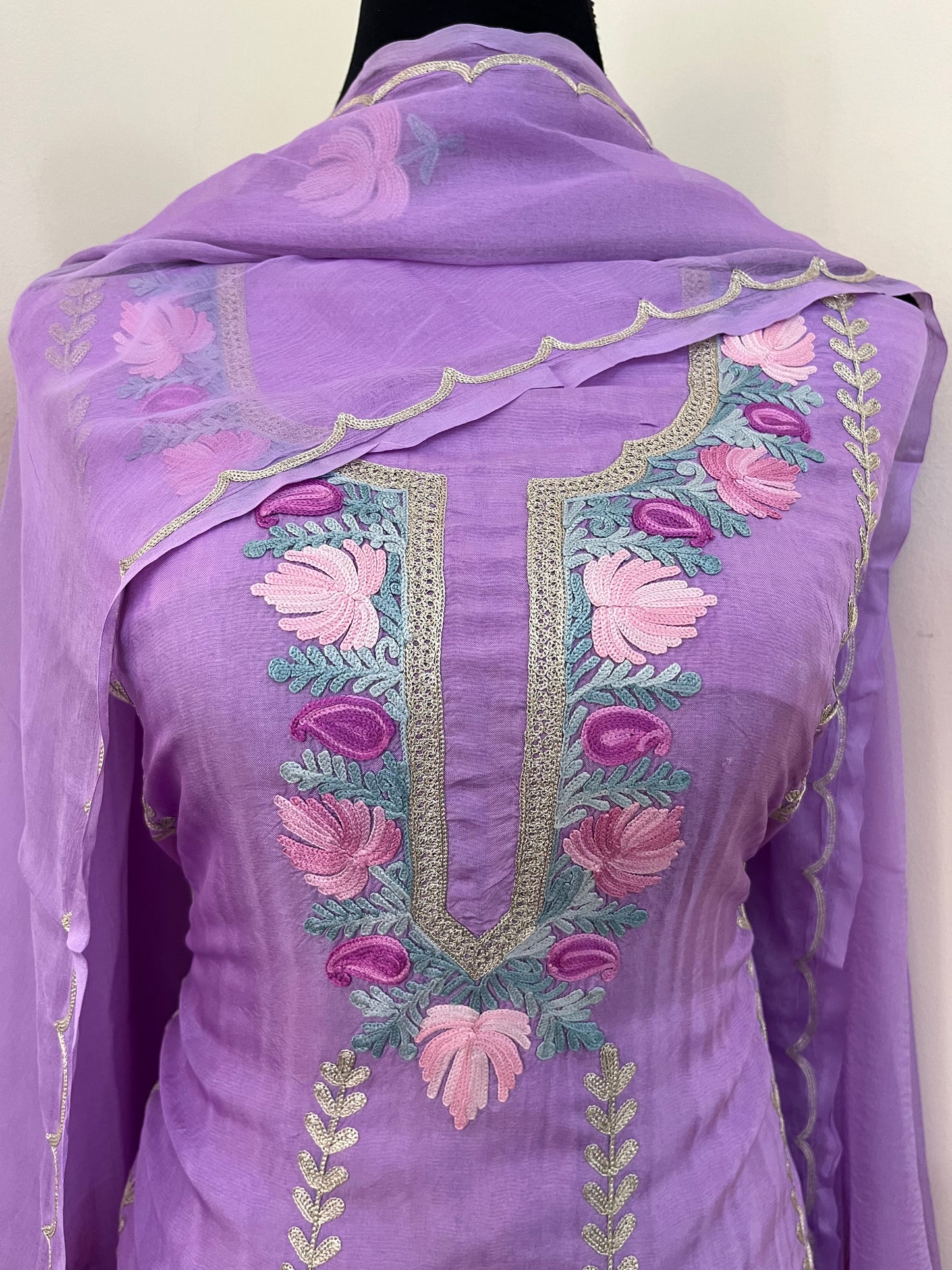 Sanam’ Silk Aari Embroidered Suit material