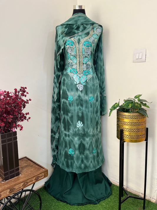 Jade Green Pure Georgette Ty Dy Kashmiri Suit