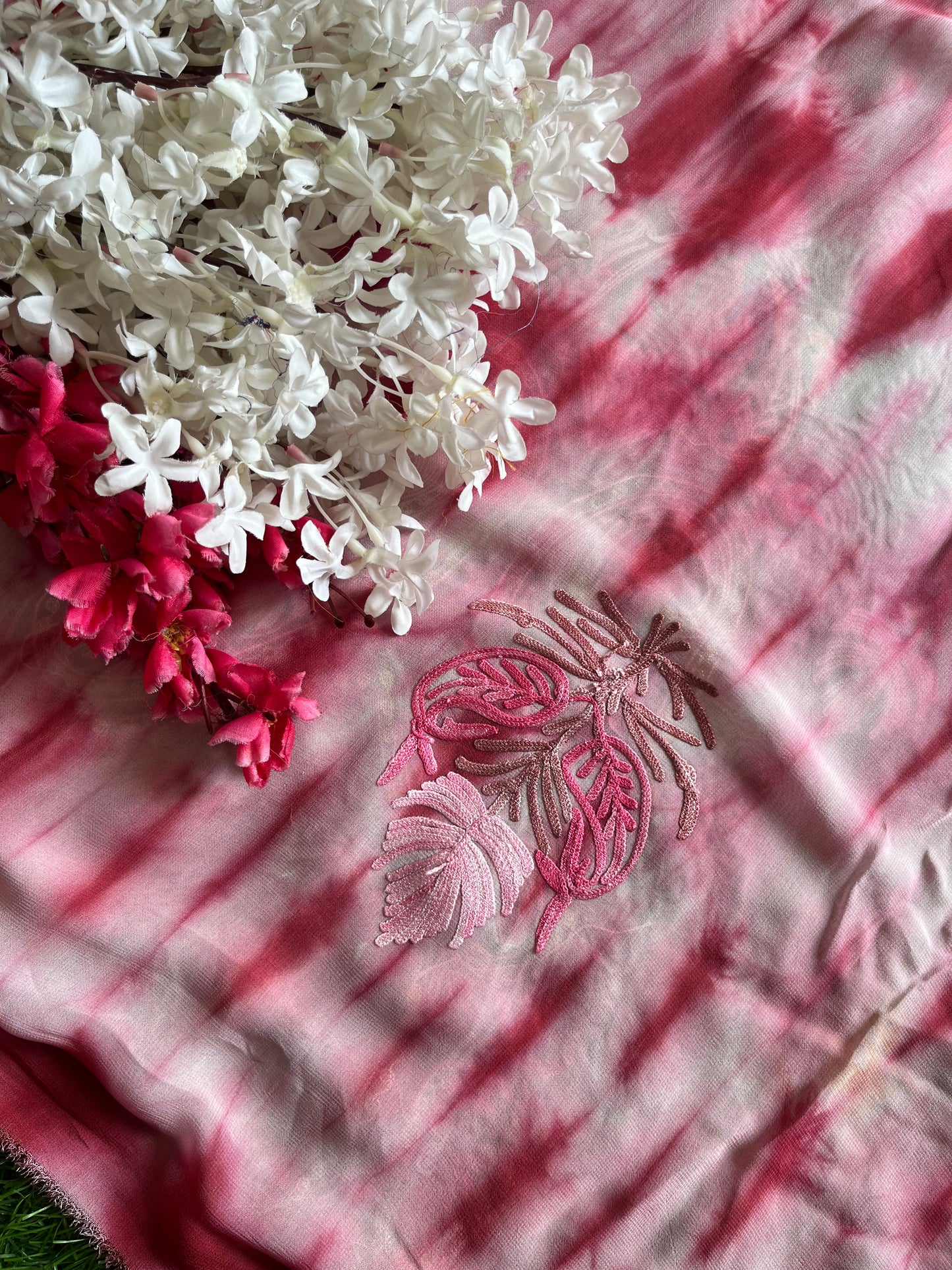 Rose Pink Pure Georgette Ty Dy Kashmiri Suit