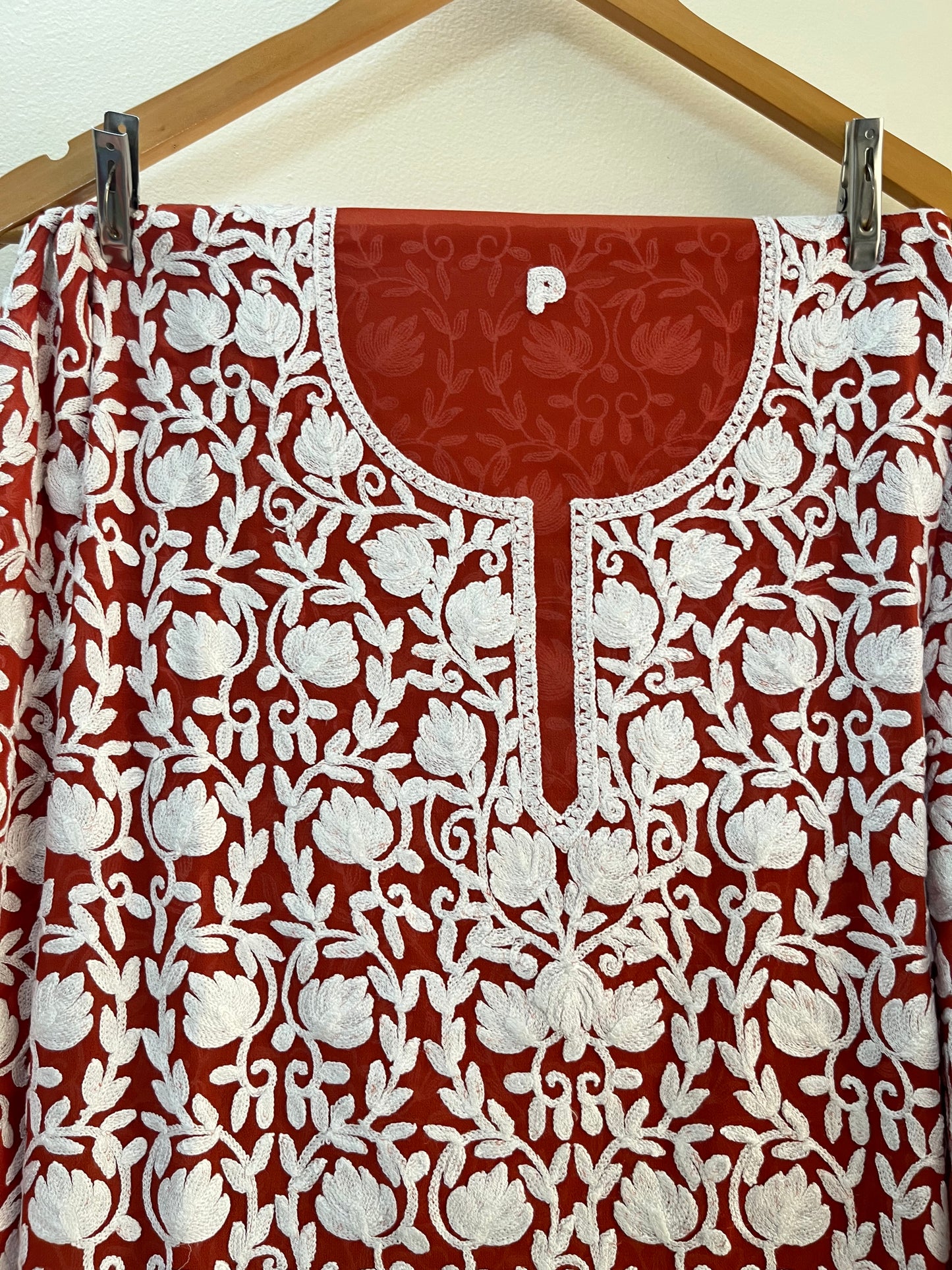 Georgette Front Back Jaal Kashmiri Semi Stitched Kurta