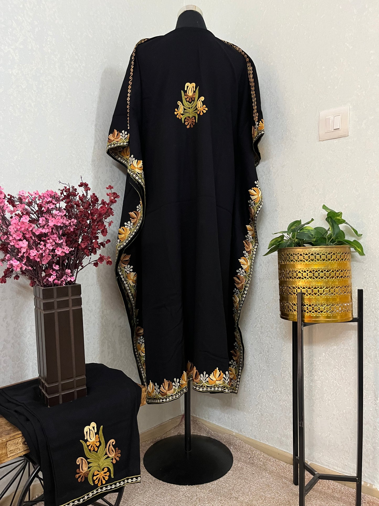 Black Woollen Kashmiri Kaftan Set