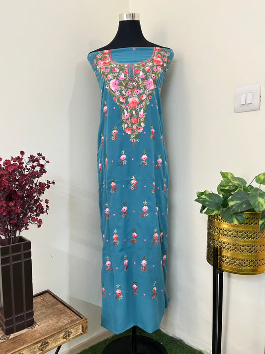 Green Georgette Kashmiri Kurta Material