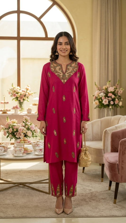 Hot pink Cotton Cord Set Size(42)