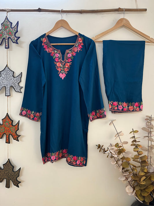 Teal Blue Cotton Cord Set (Free Size/ XXL)