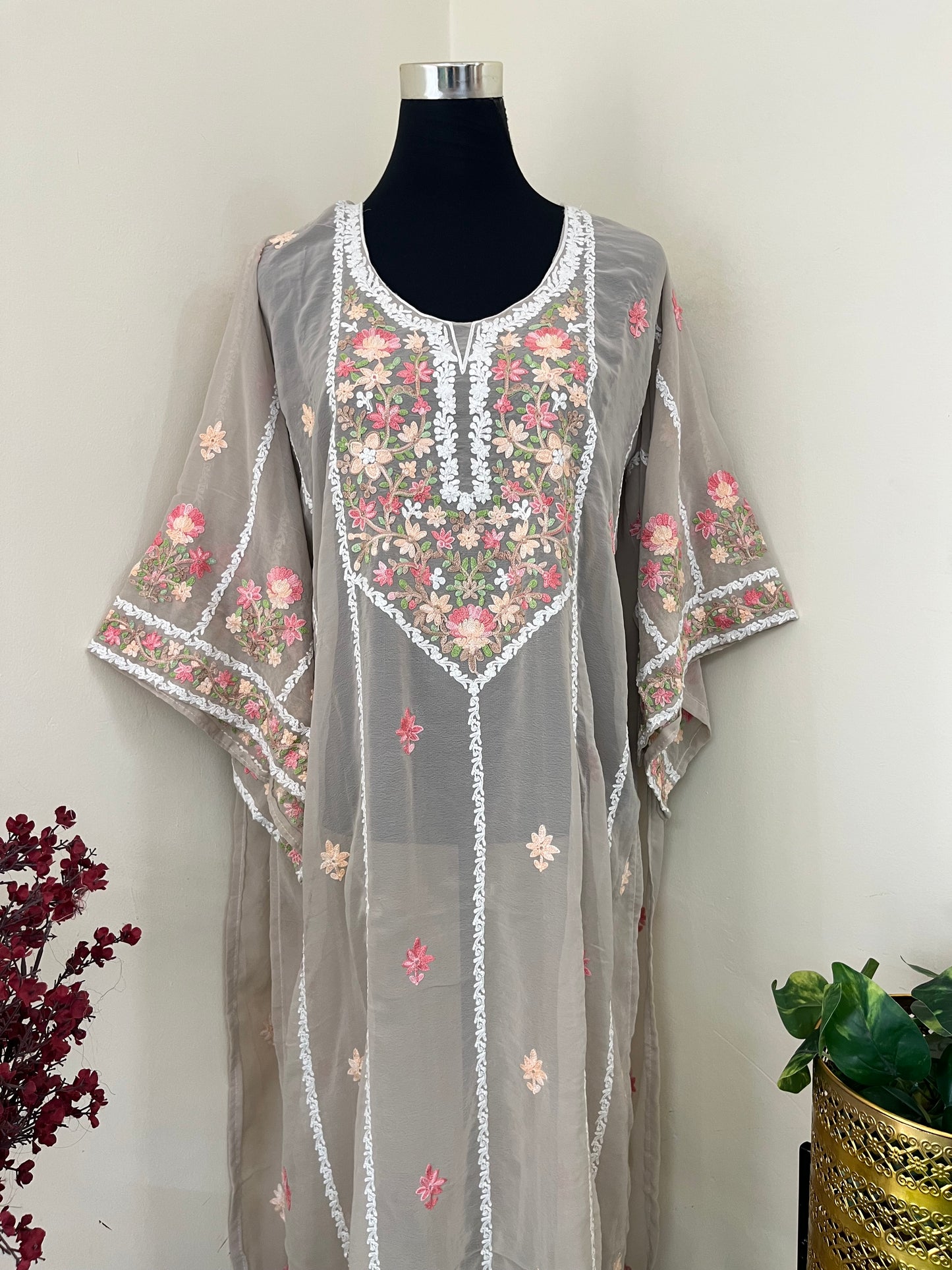 Moose Georgette All over Work Aari Embroidered Unstitched Kurta