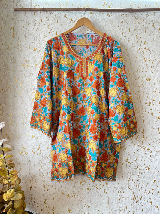 Grey Georgette Jaal Work (Front & Back) Aari Embroidered Stitch