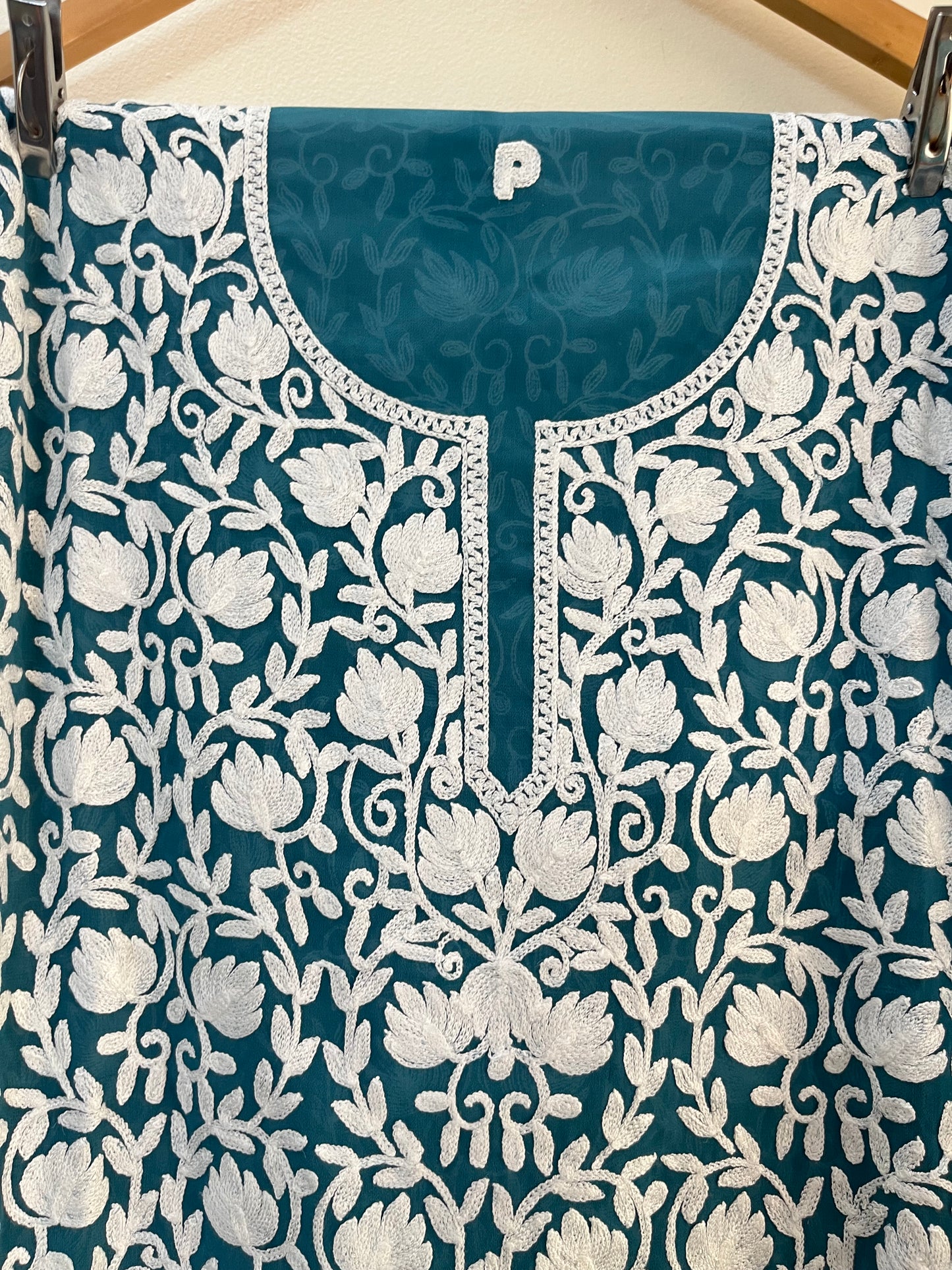 Georgette Front Back Jaal Kashmiri Semi Stitched Kurta