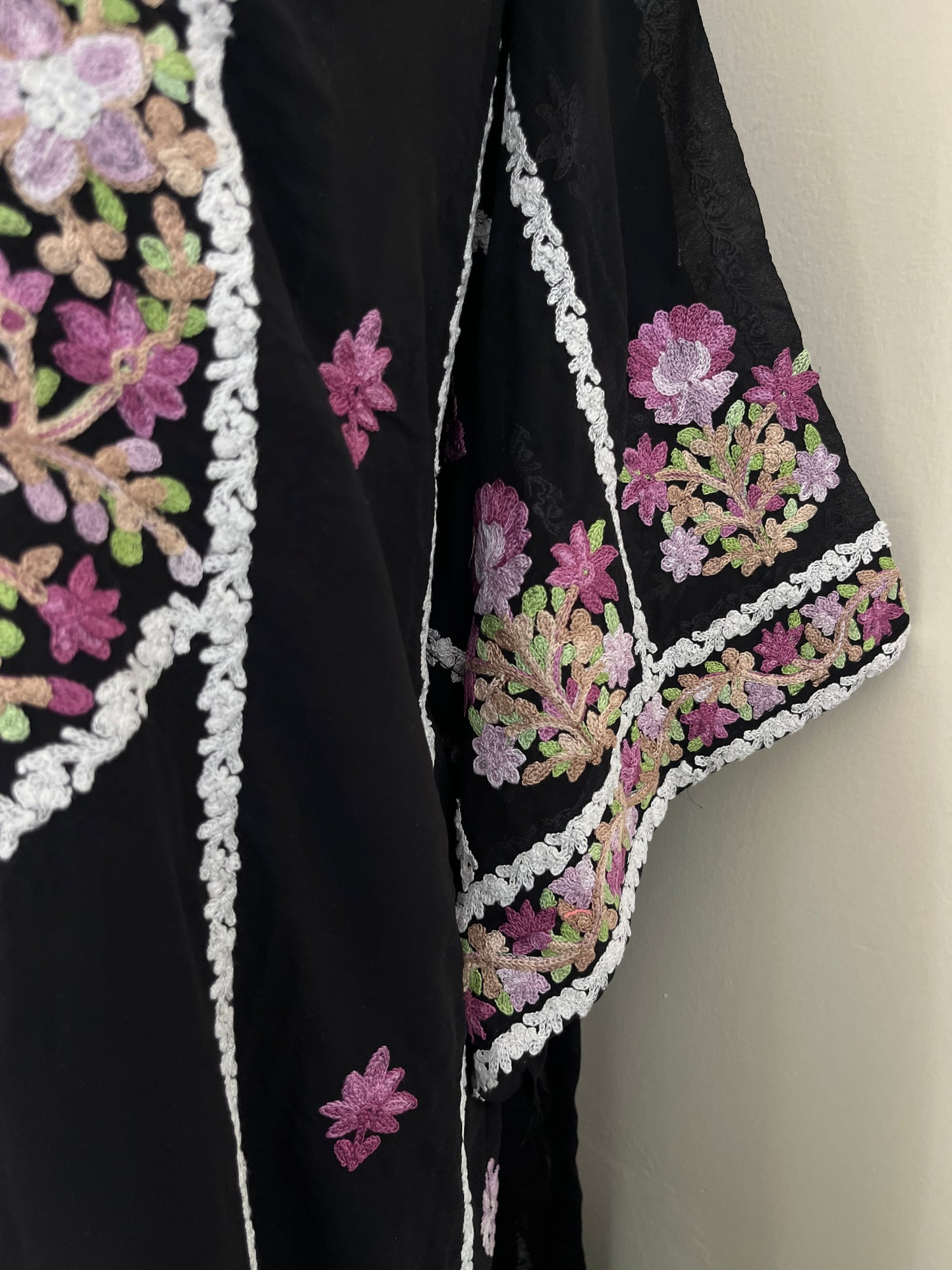 Black Georgette All over Work Aari Embroidered Unstitched Kurta