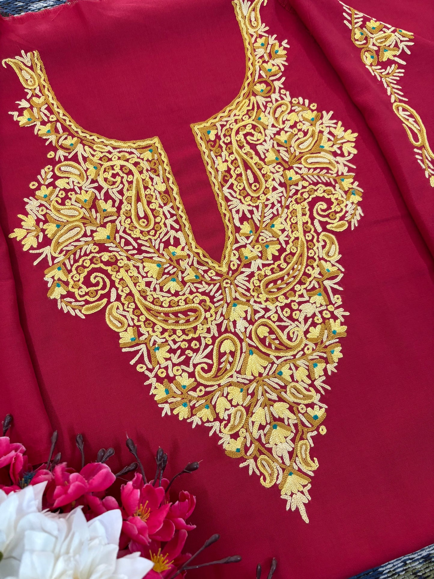 Red Cotton Cord Set (Hand Embroidered)