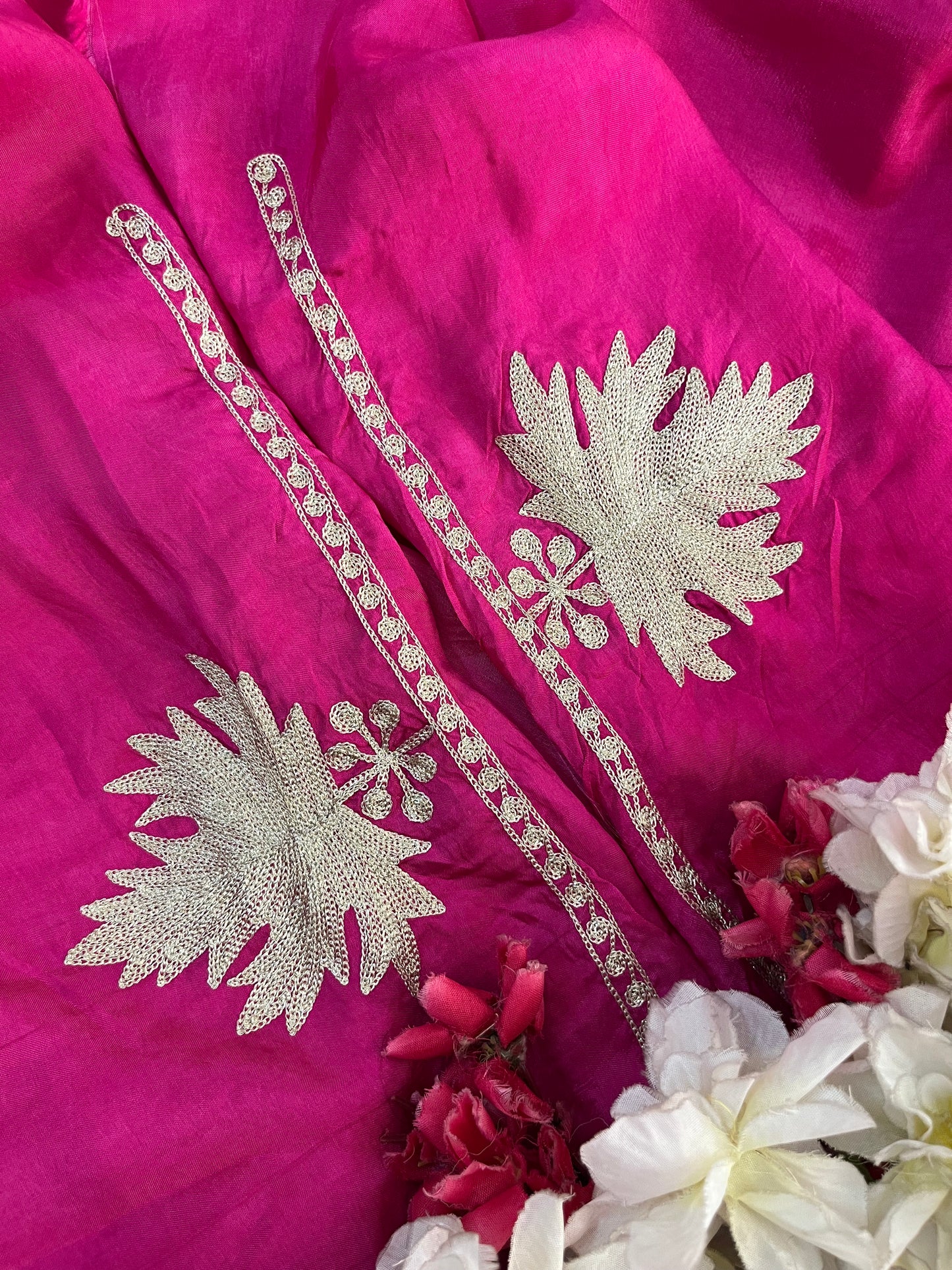 Sanam’ Fuchsia Pink Tilla Embroidered Suit material
