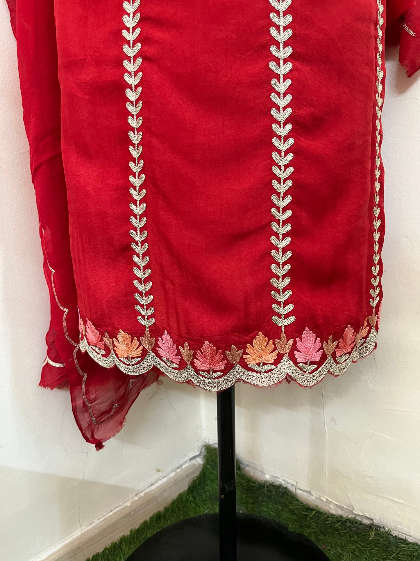 Sanam’ Maroon Silk Aari Embroidered Suit material