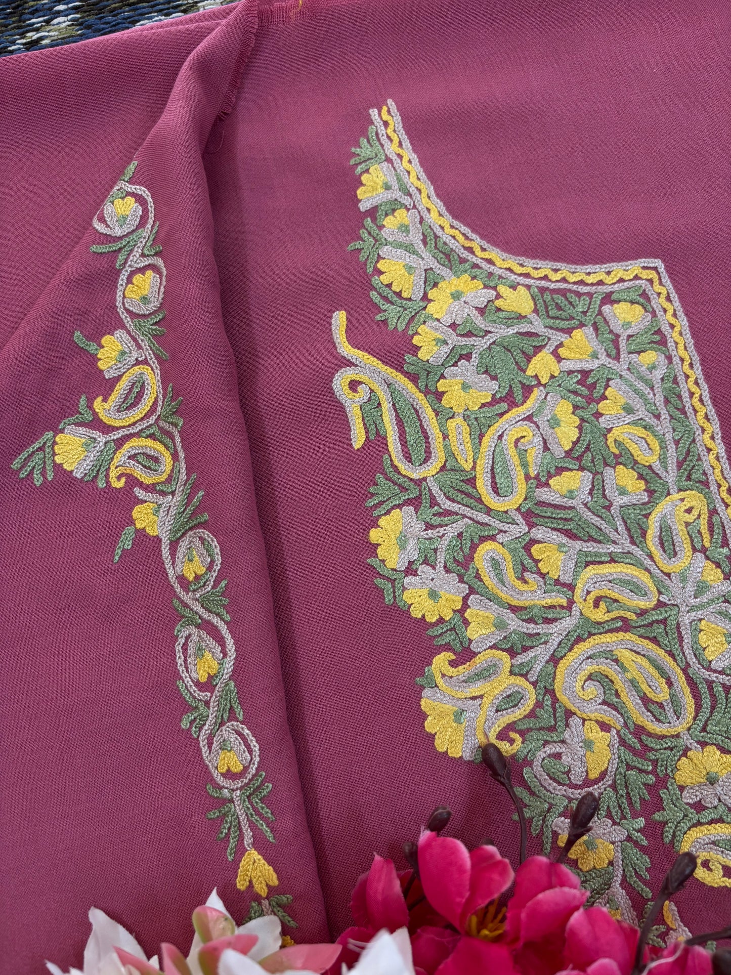 Pink Cotton Cord Set (Hand Embroidered)
