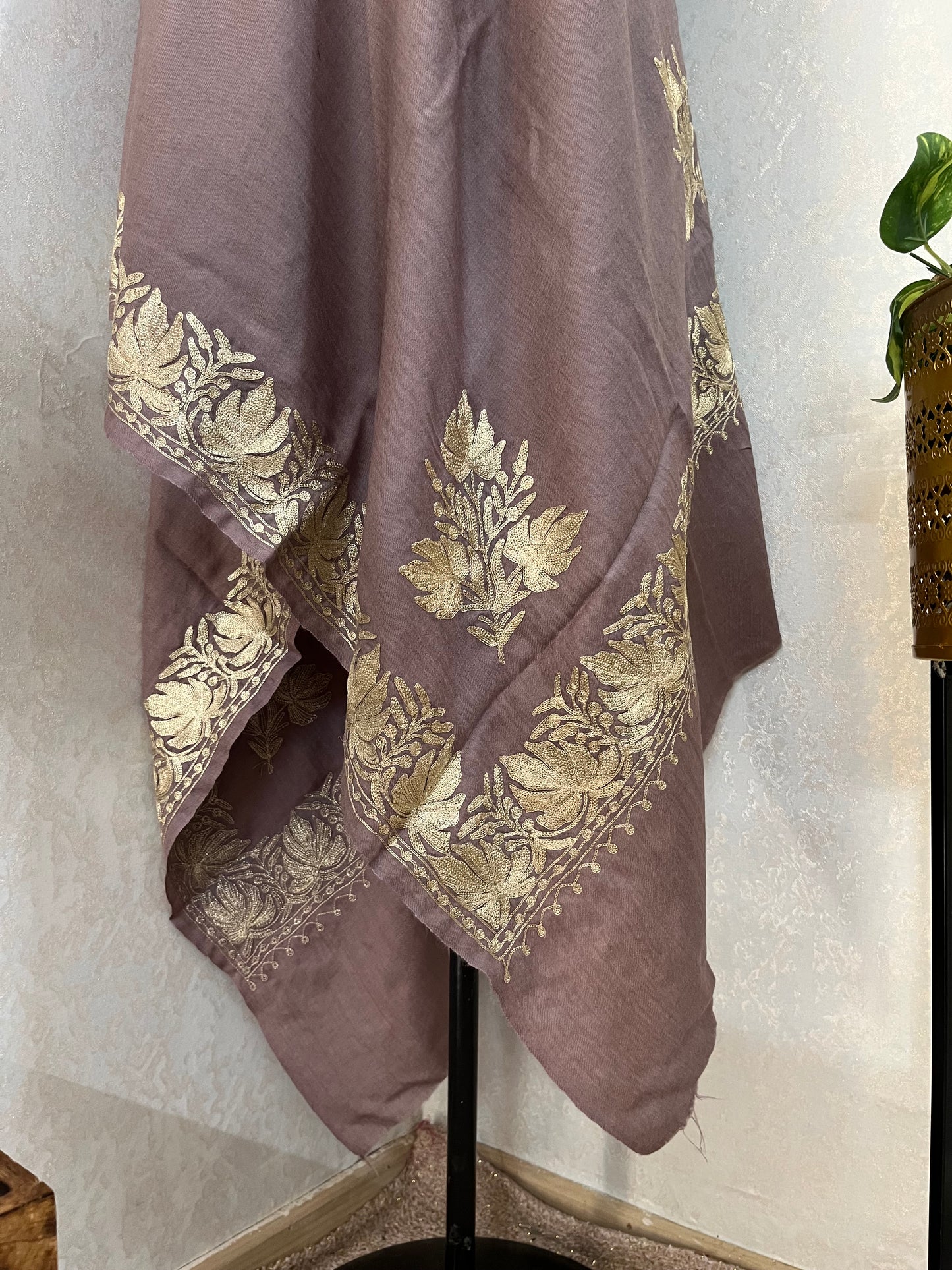 Semi Pashmina Tilla Embroidered stole