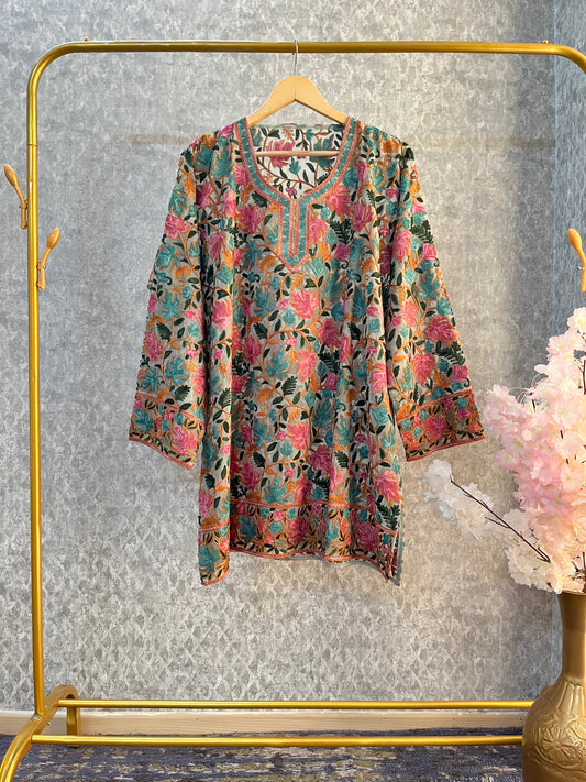 Green Georgette Jaal Work (Front & Back) Kurta