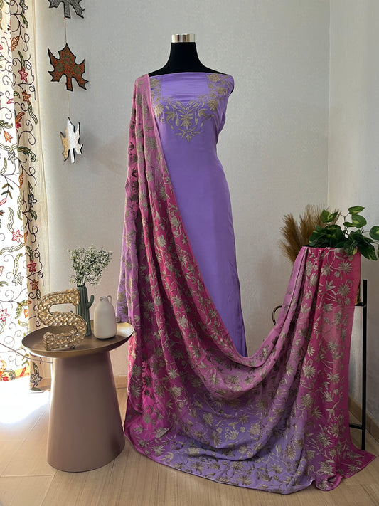 Kalaa Crape Dupatta Jaal Oxidised Tilla Kashmiri Suit