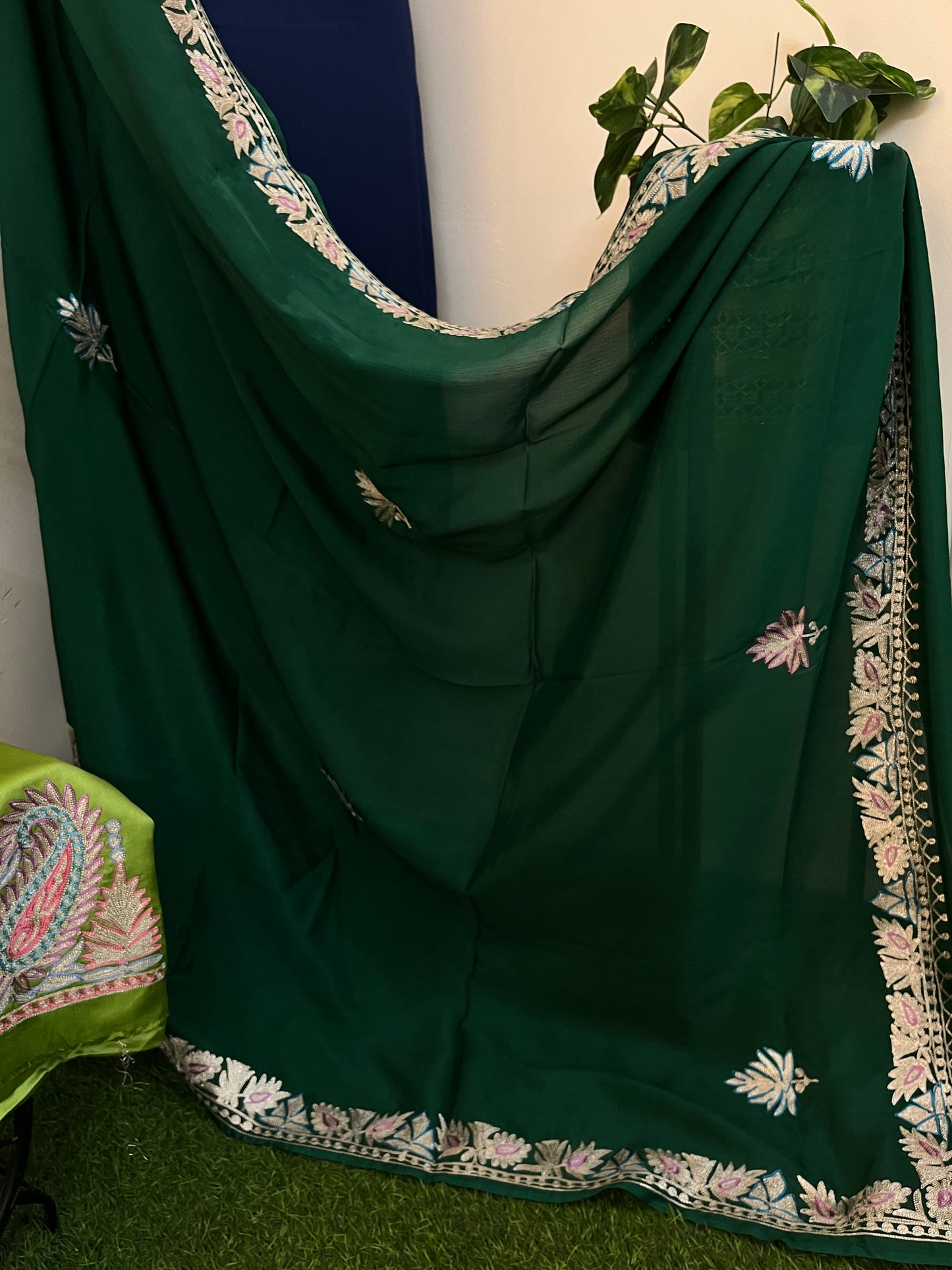 Kalaa’ Royal Blue 3D Crape Kashmiri Suit