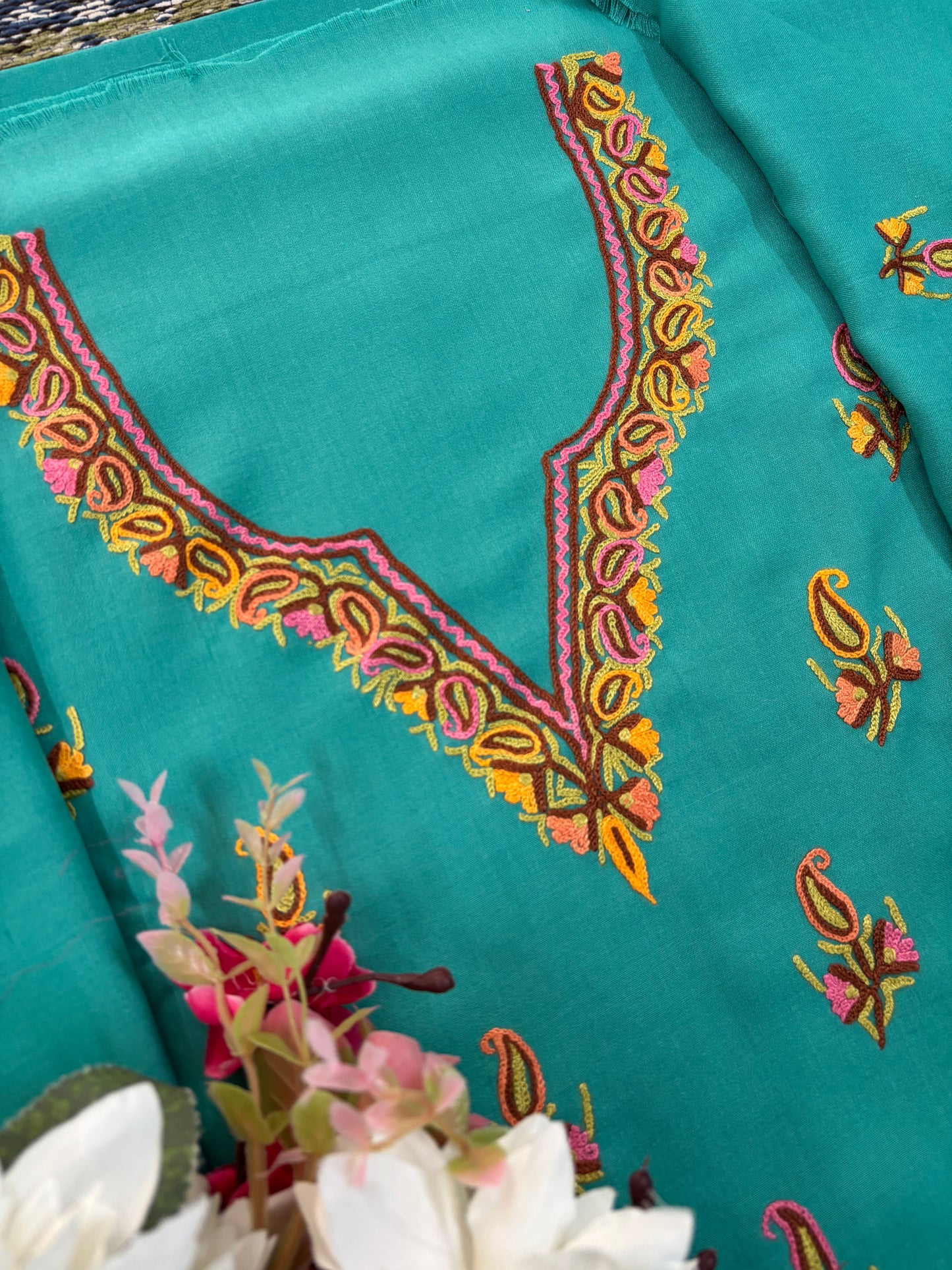 Cotton Pastel Green Two Piece Set (Hand Embroidered)