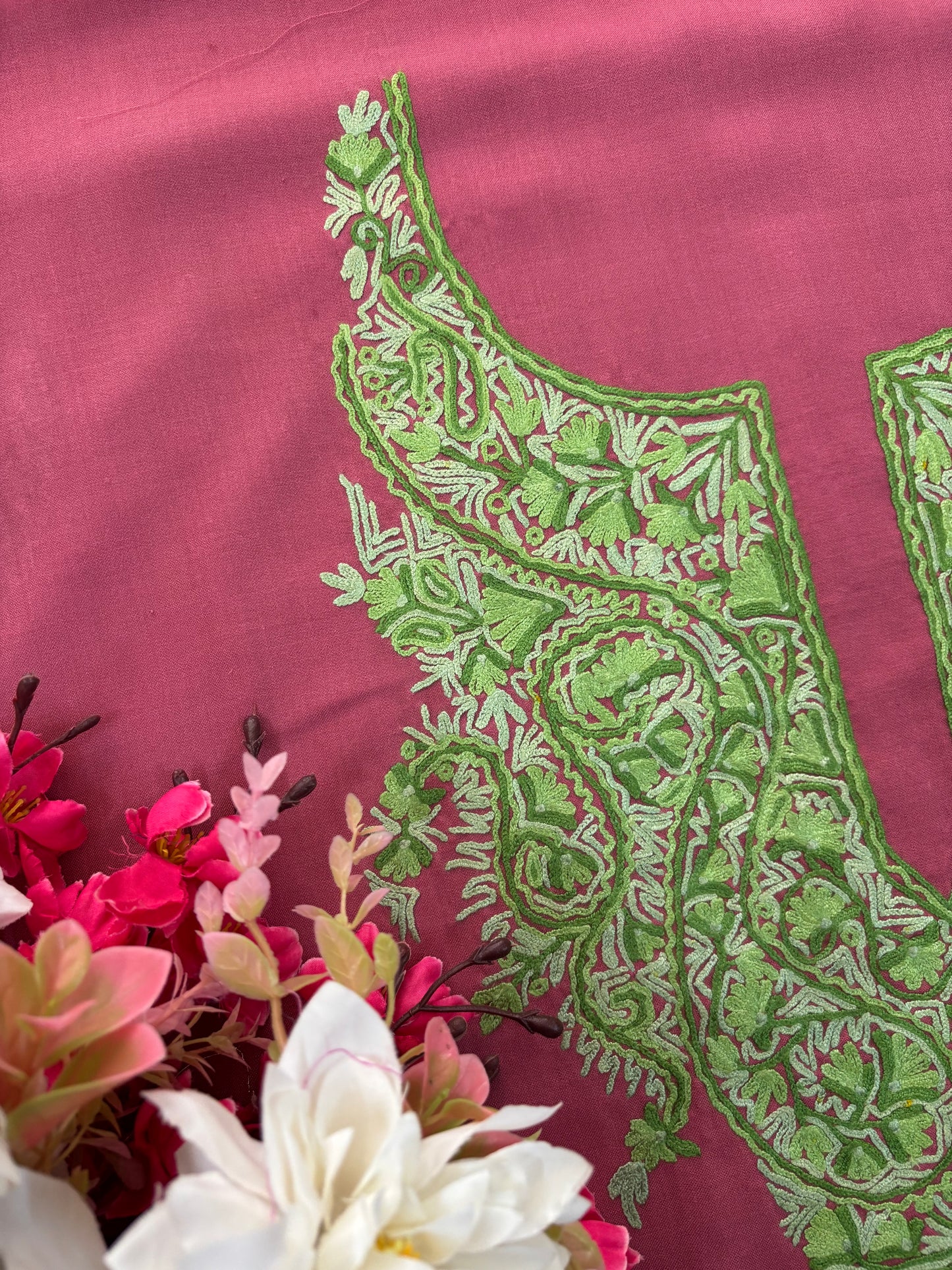 Pink Cotton Cord Set (Hand Embroidered)