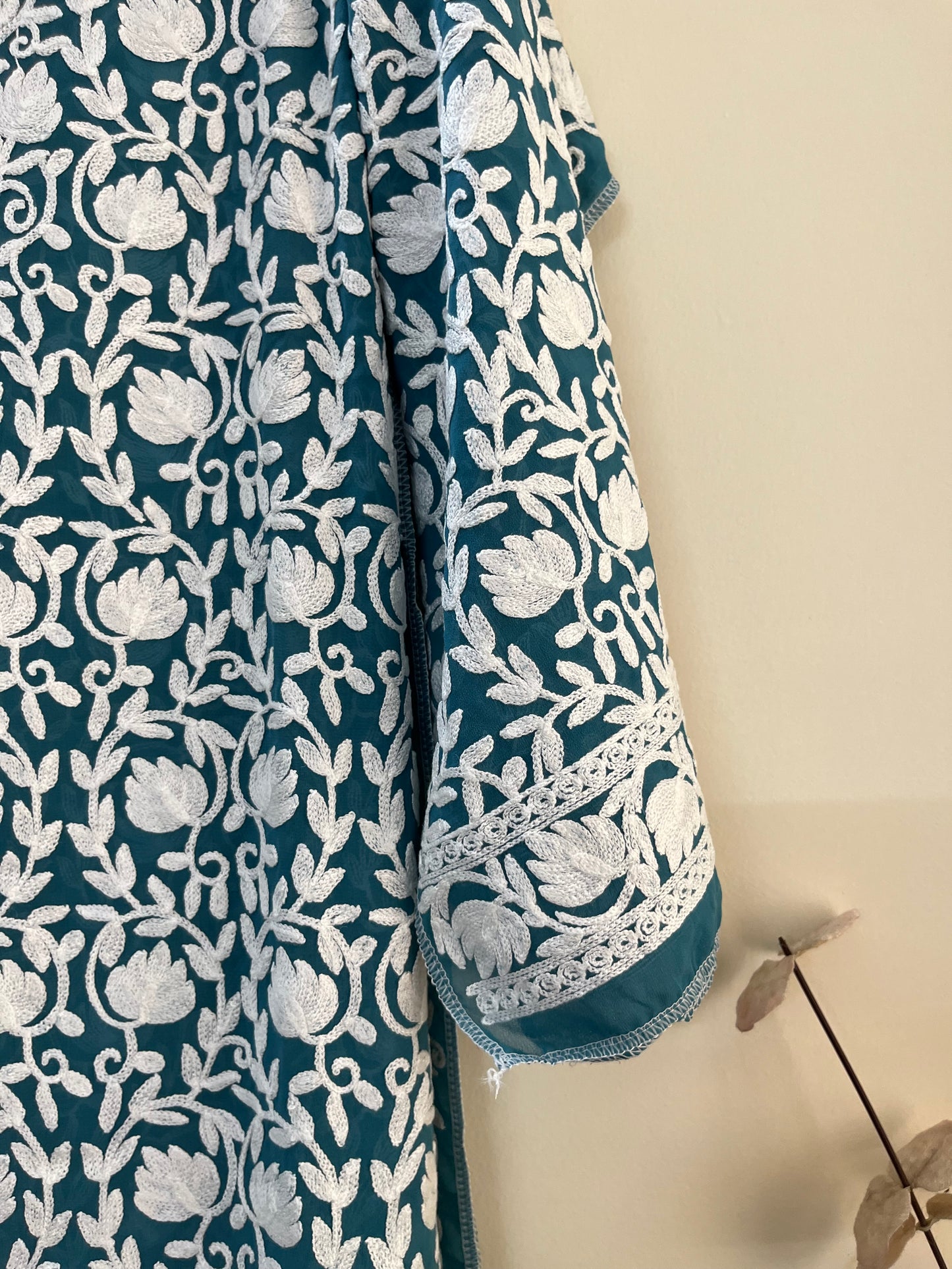 Georgette Front Back Jaal Kashmiri Semi Stitched Kurta