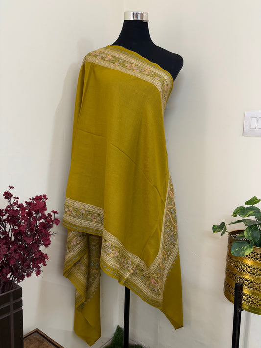Golden Yellow Ambi Bael Kashmiri Stole