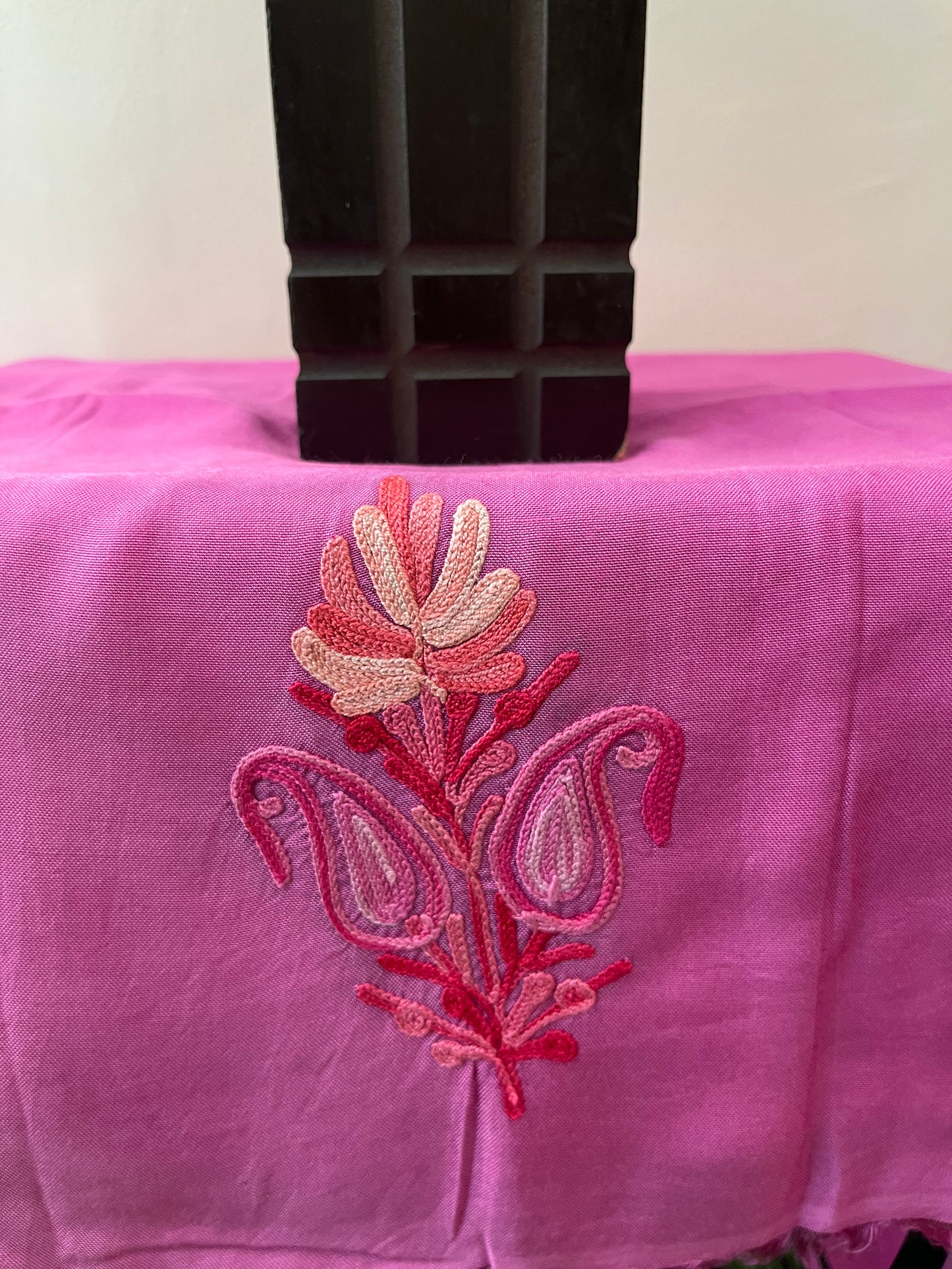 Mauve Pure Georgette Aari Embroidered Suit