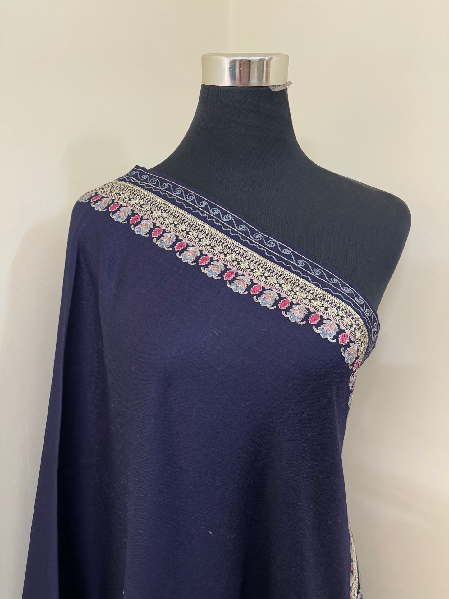 Midnight Blue Ambi Bael Kashmiri Stole