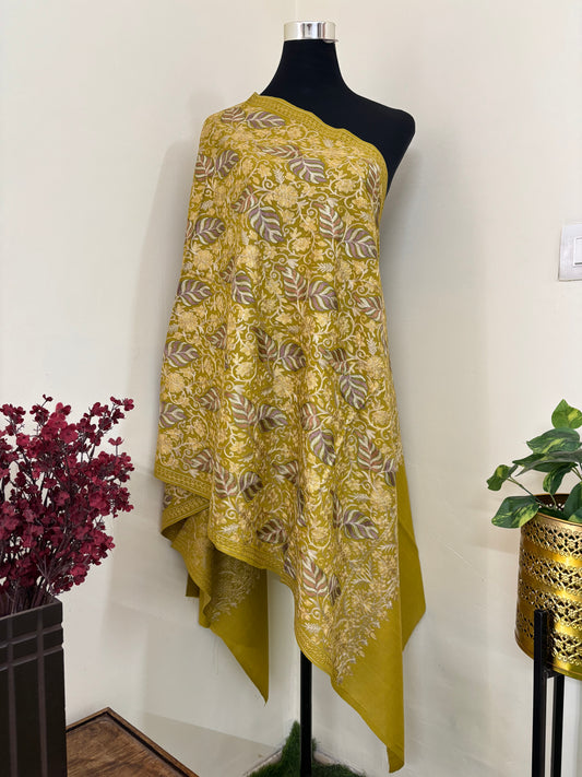 Golden Yellow Chinaar Baag Kashmiri Stole