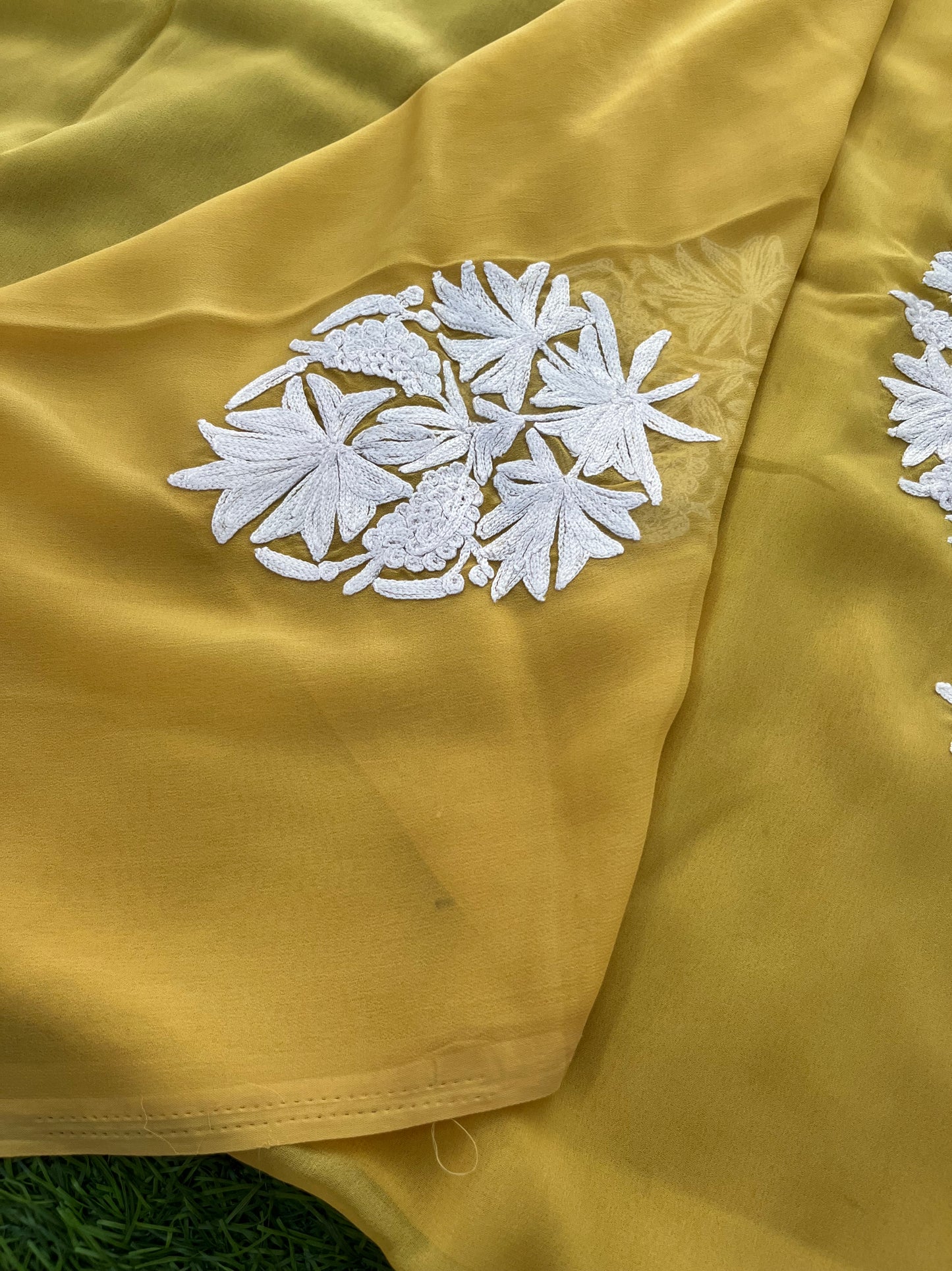 Yellow Georgette Kashmiri Kurta Material