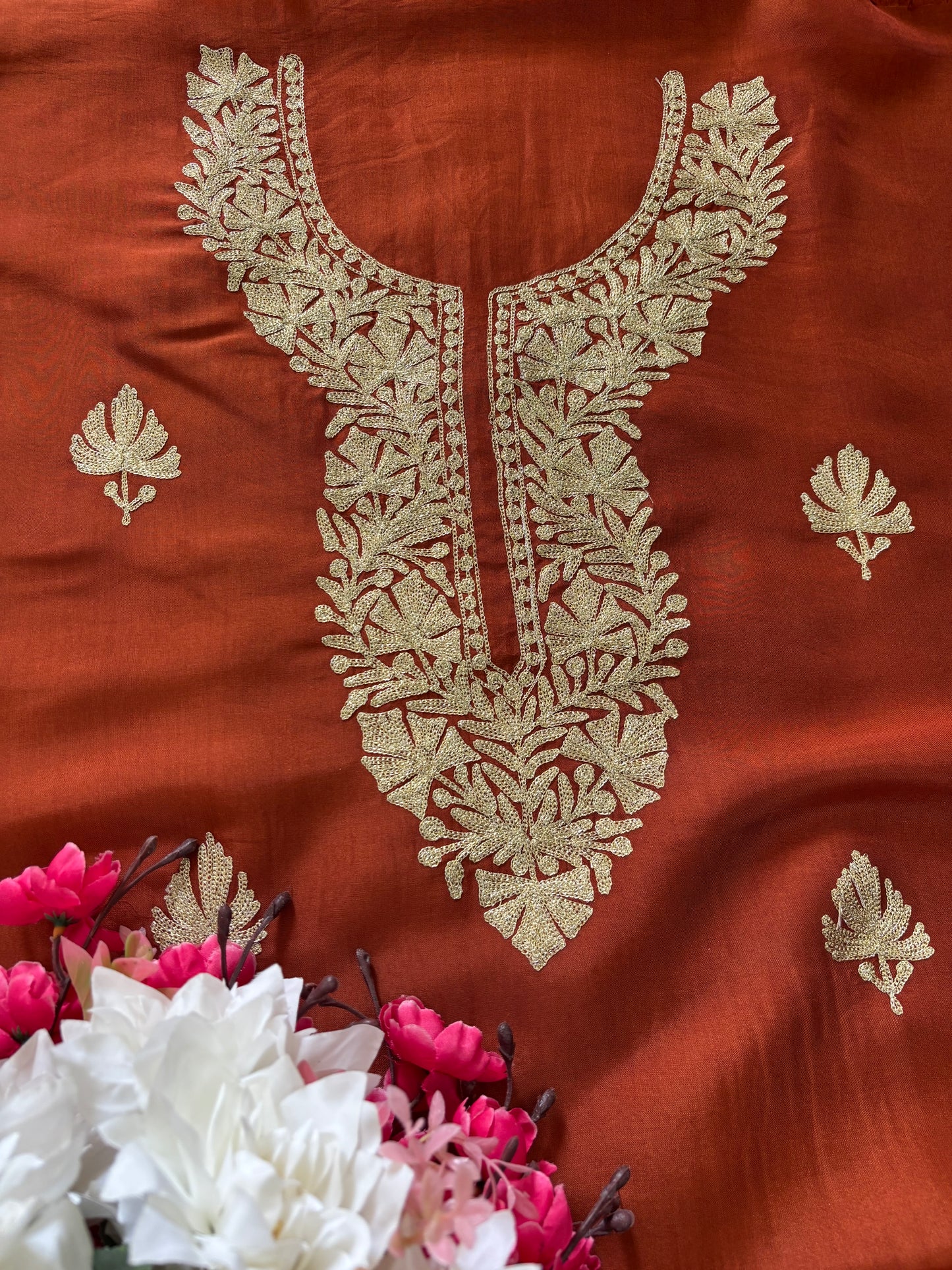 Sanam’ Rust Silk Tilla Kashmiri Suit