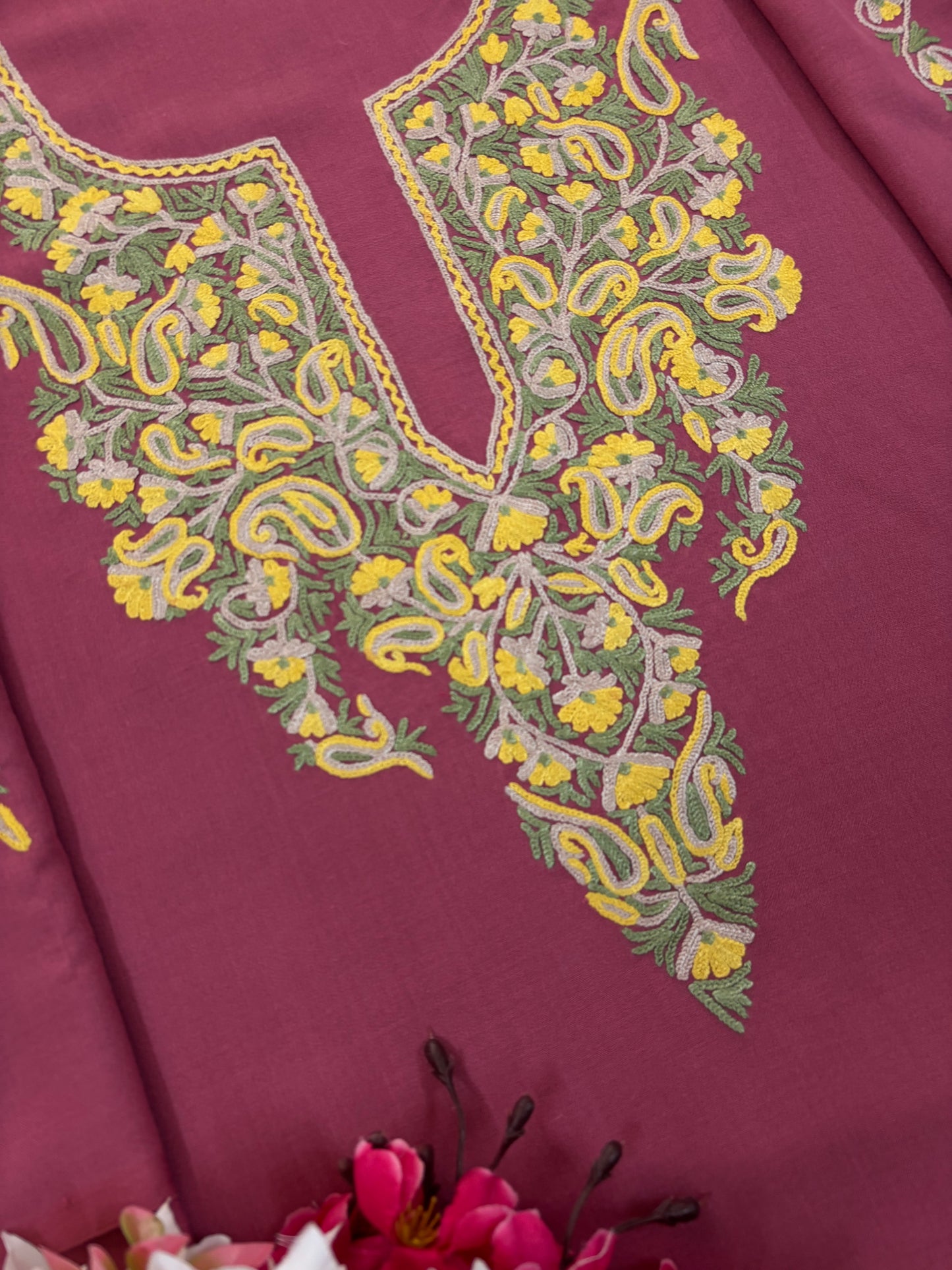 Pink Cotton Cord Set (Hand Embroidered)