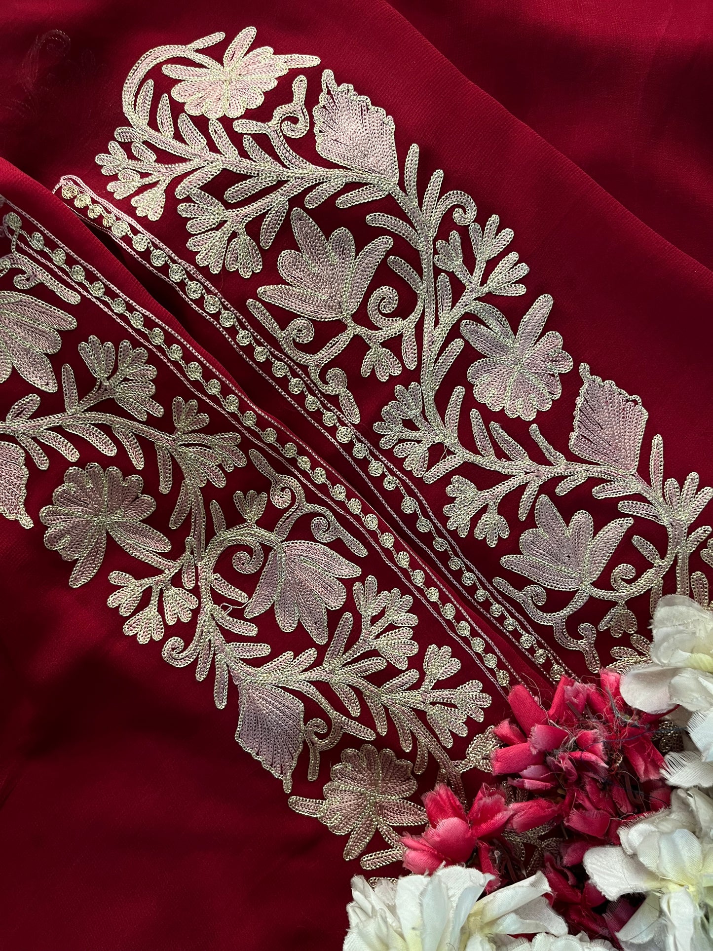 Maroon Pure Georgette Achkan Kashmiri Suit