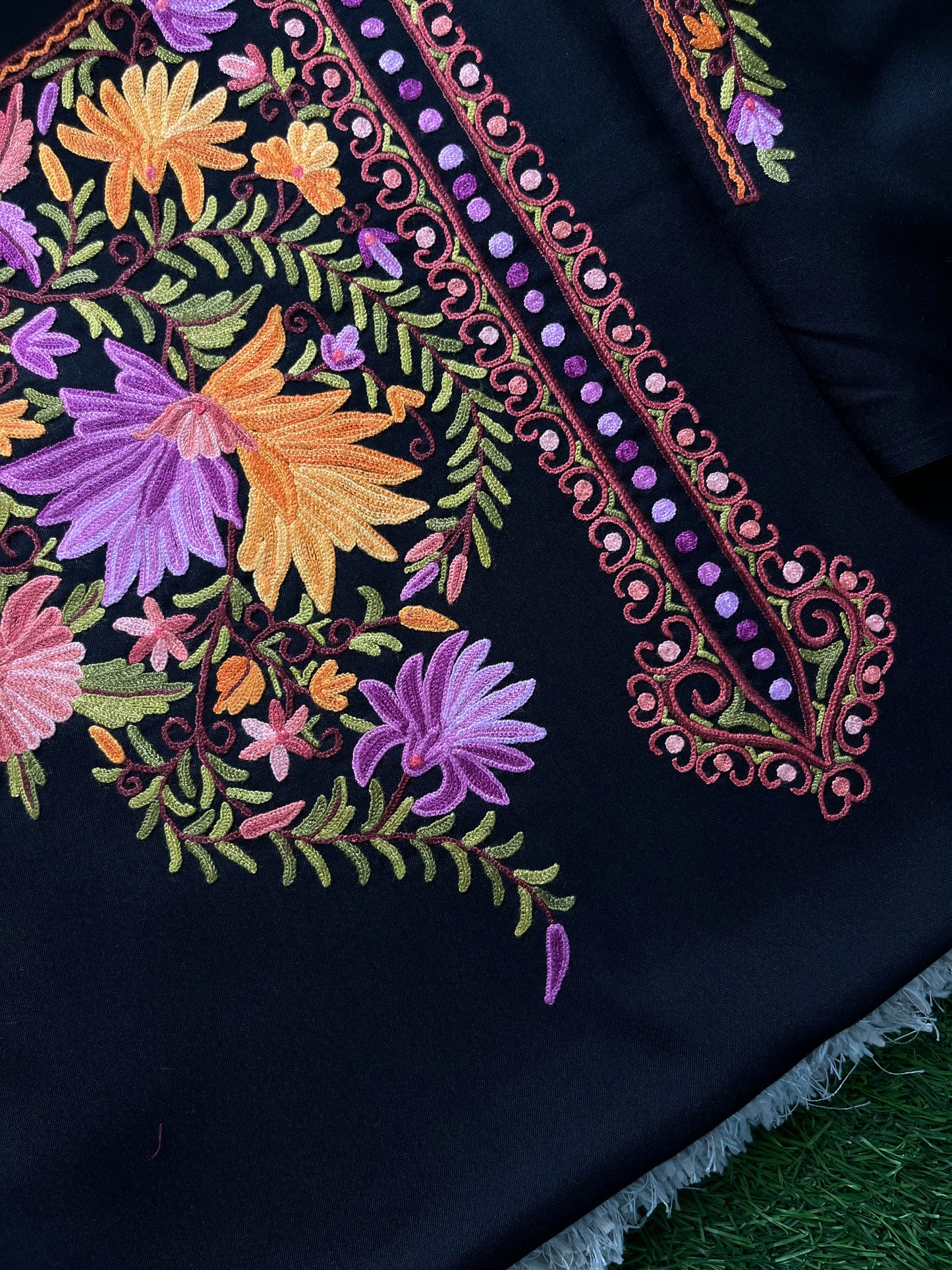 Black Cotton Cord Set (Hand Embroidered)