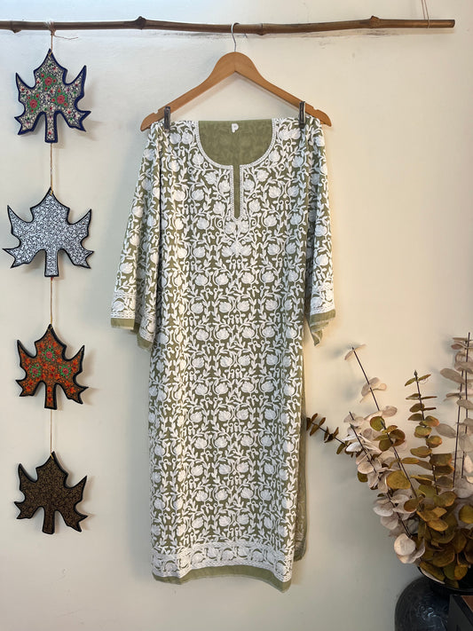 Georgette Front Back Jaal Kashmiri Semi Stitched Kurta