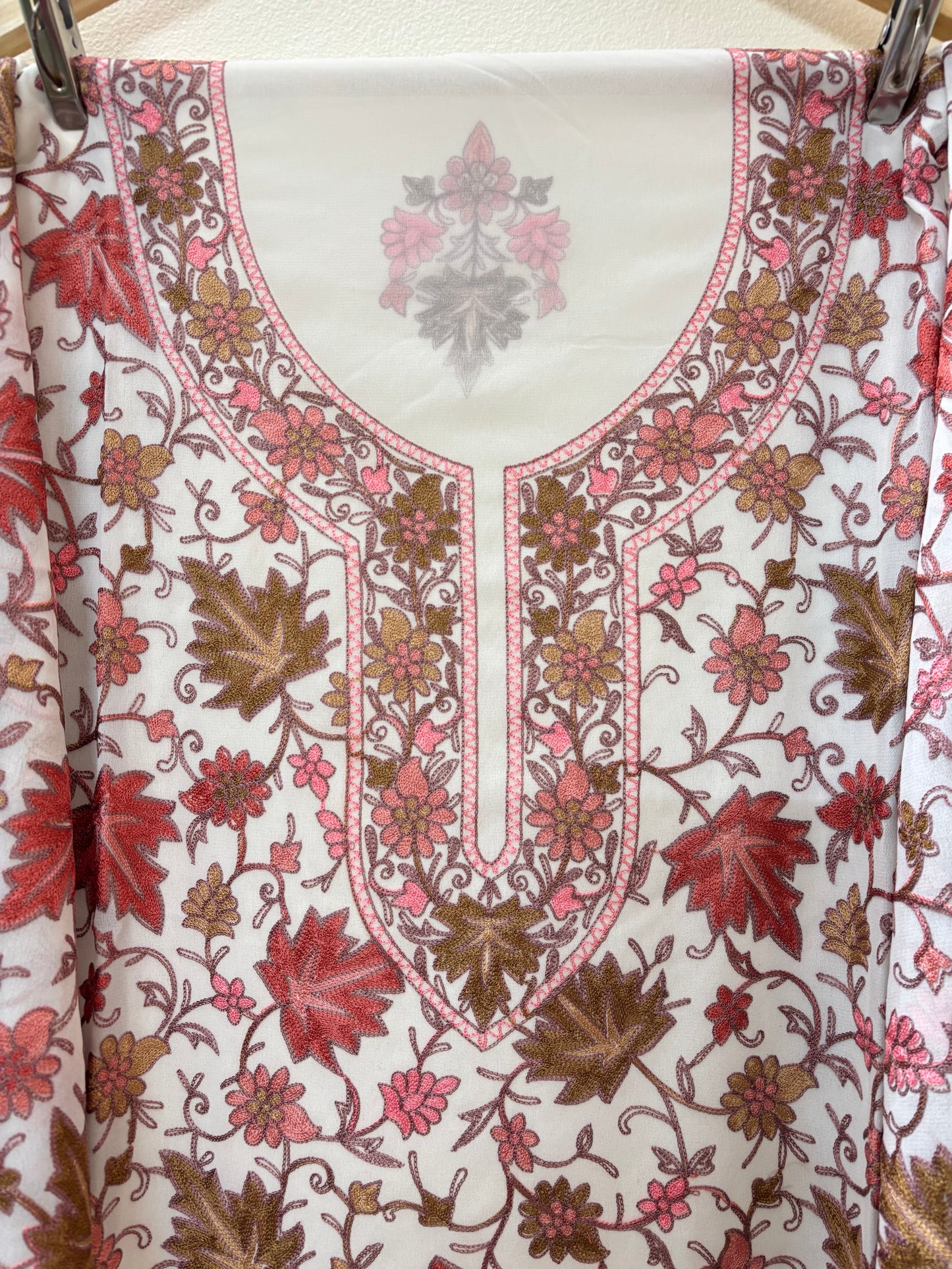 Georgette Aari Embroidered Unstitched Kurta