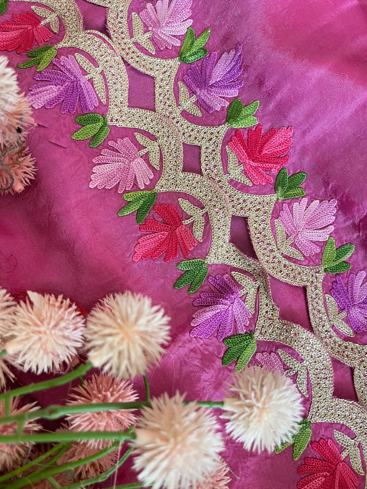 Sanam’ Mauve Silk Aari Embroidered Suit material