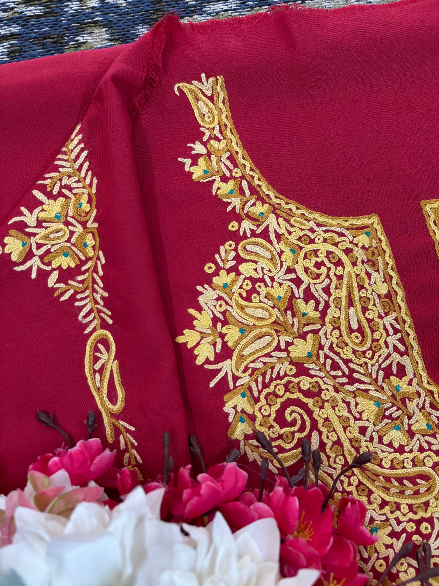 Red Cotton Cord Set (Hand Embroidered)