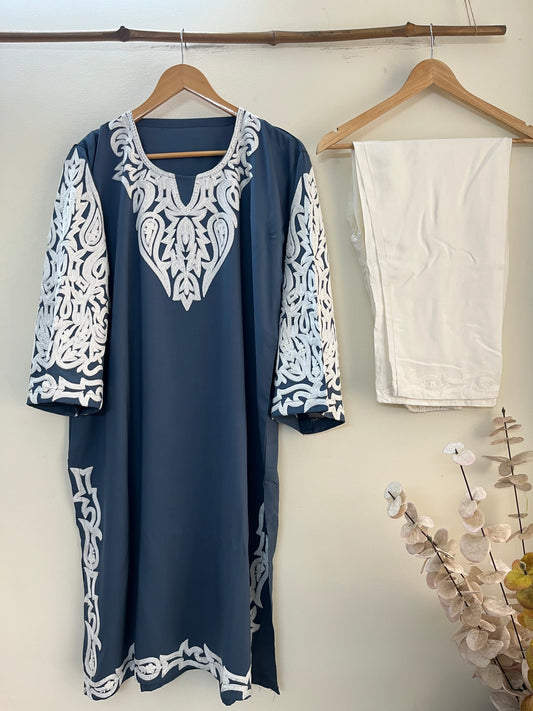 English Grey Cotton Stitched Co-ord Set